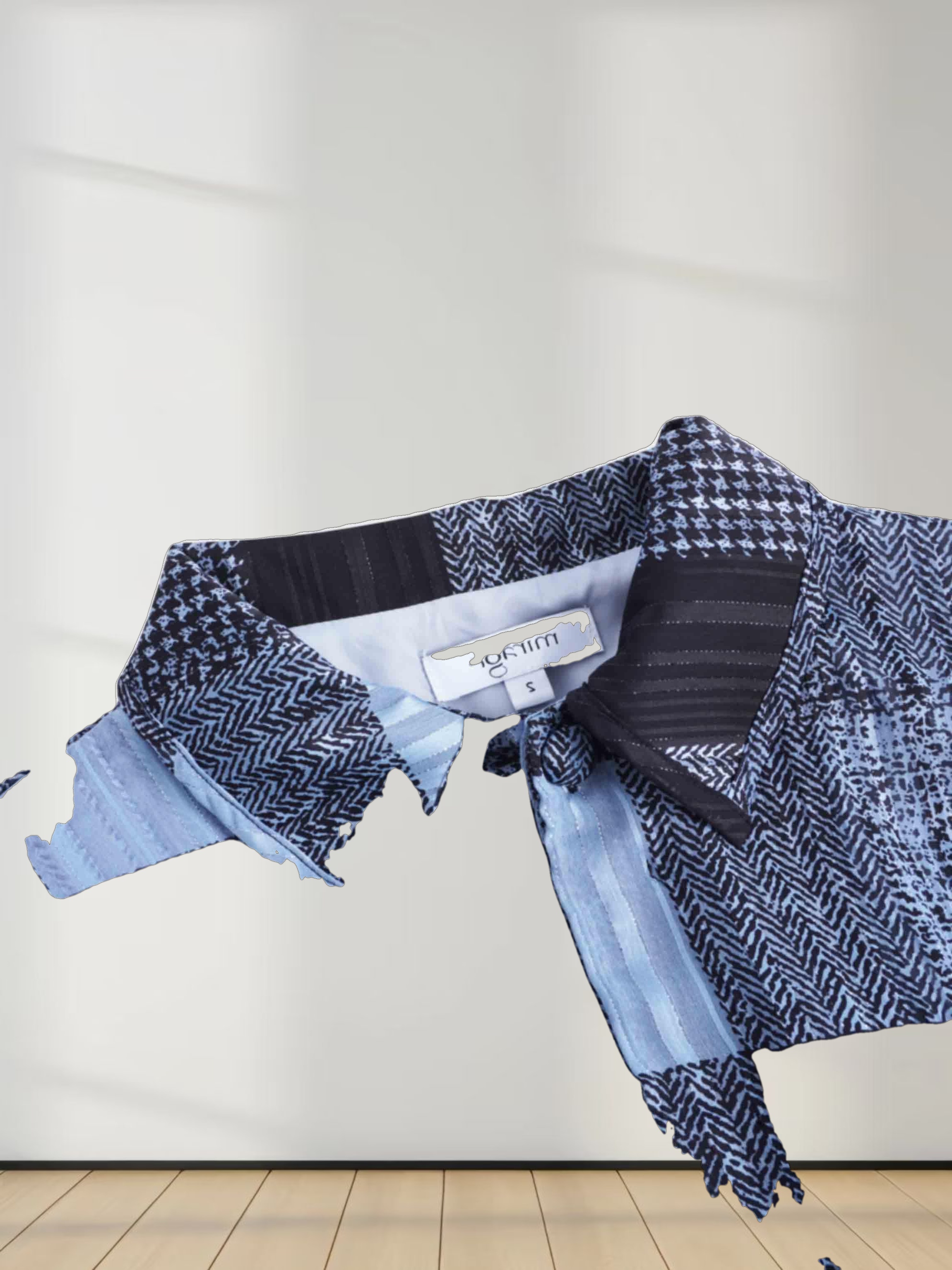 Belted Pleat Dress-Blue Plaid