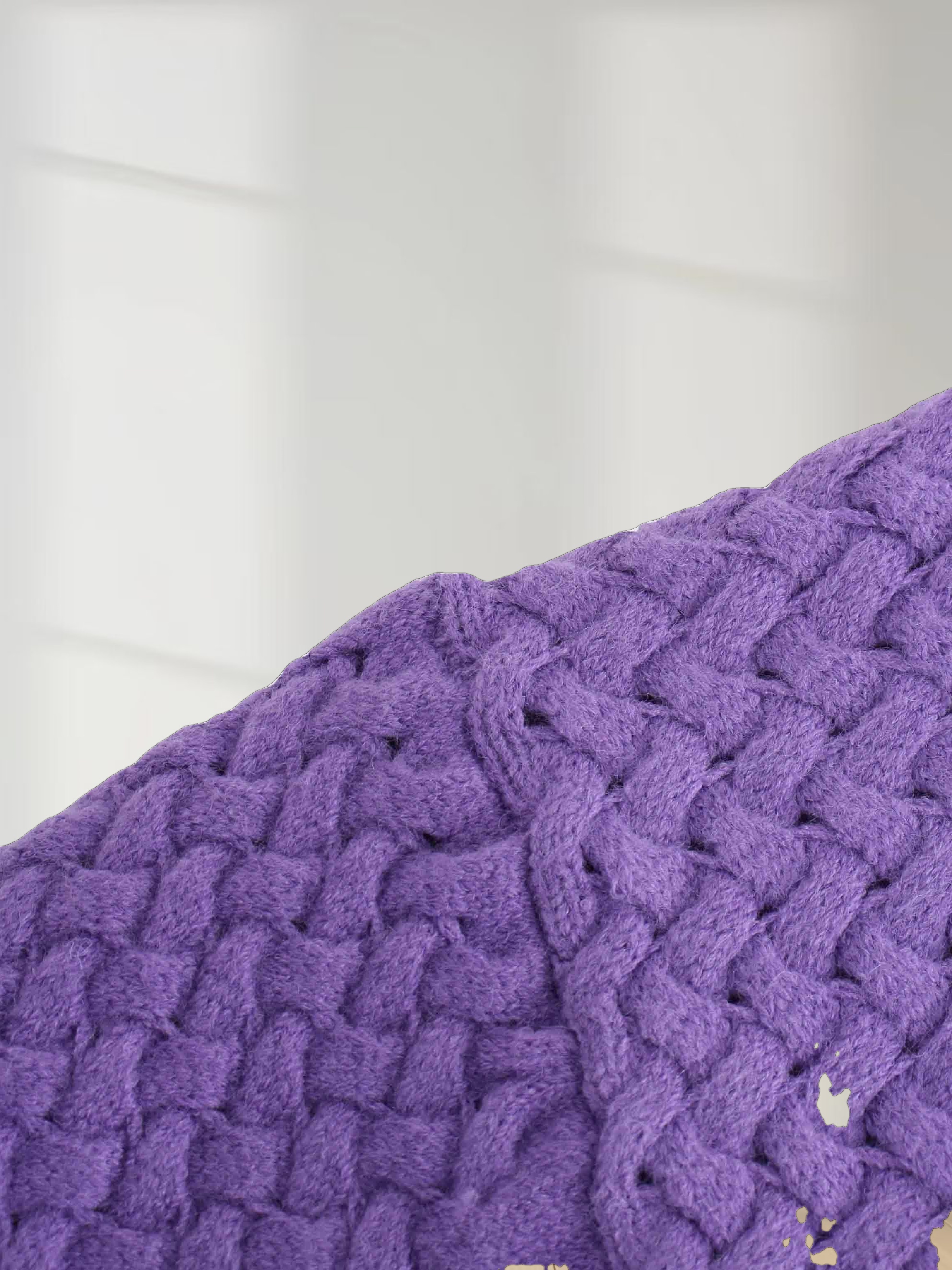 Basketweave Turtleneck Sweater-Purple