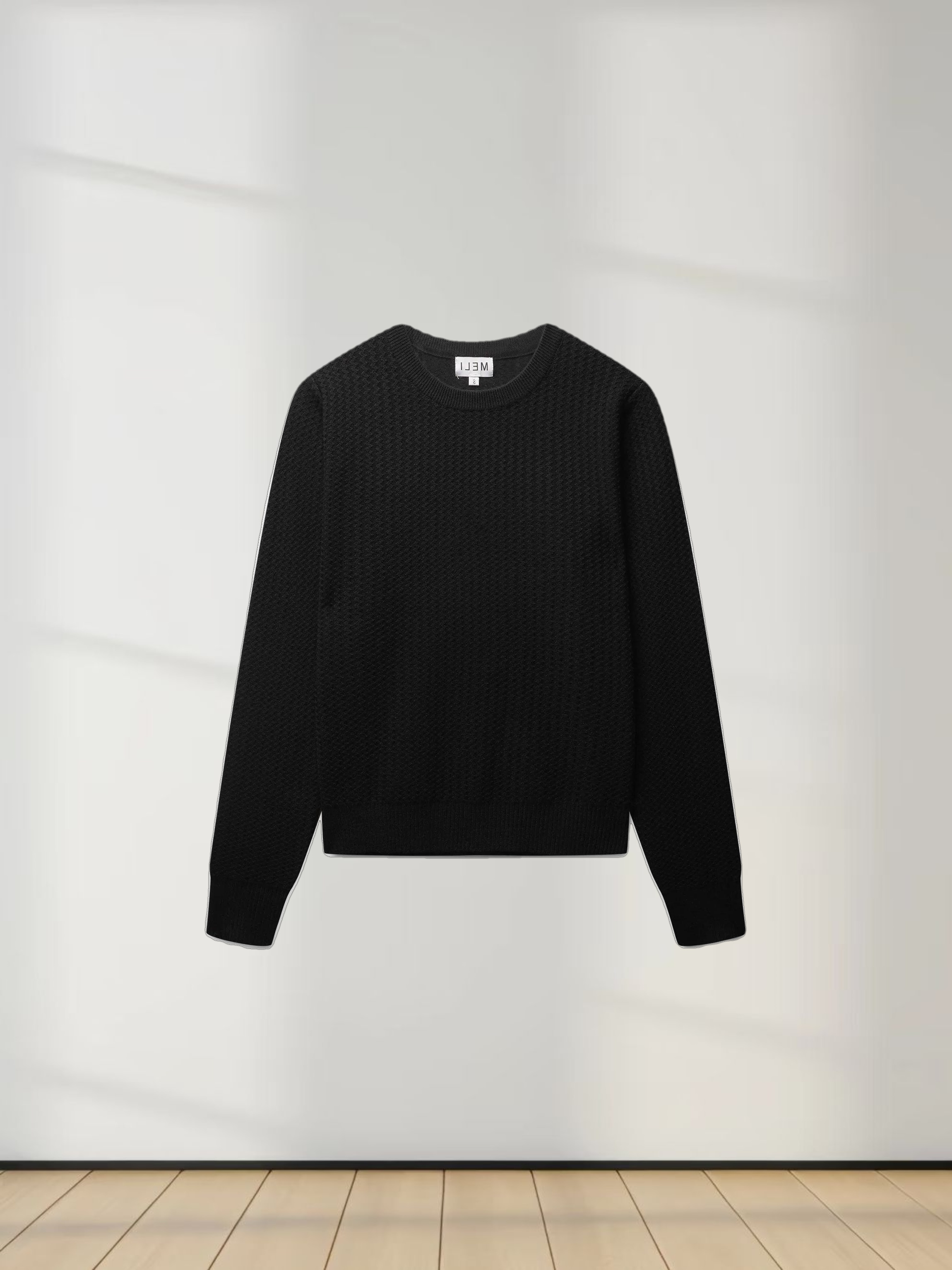 Waffle Wave Sweater- Solid Black