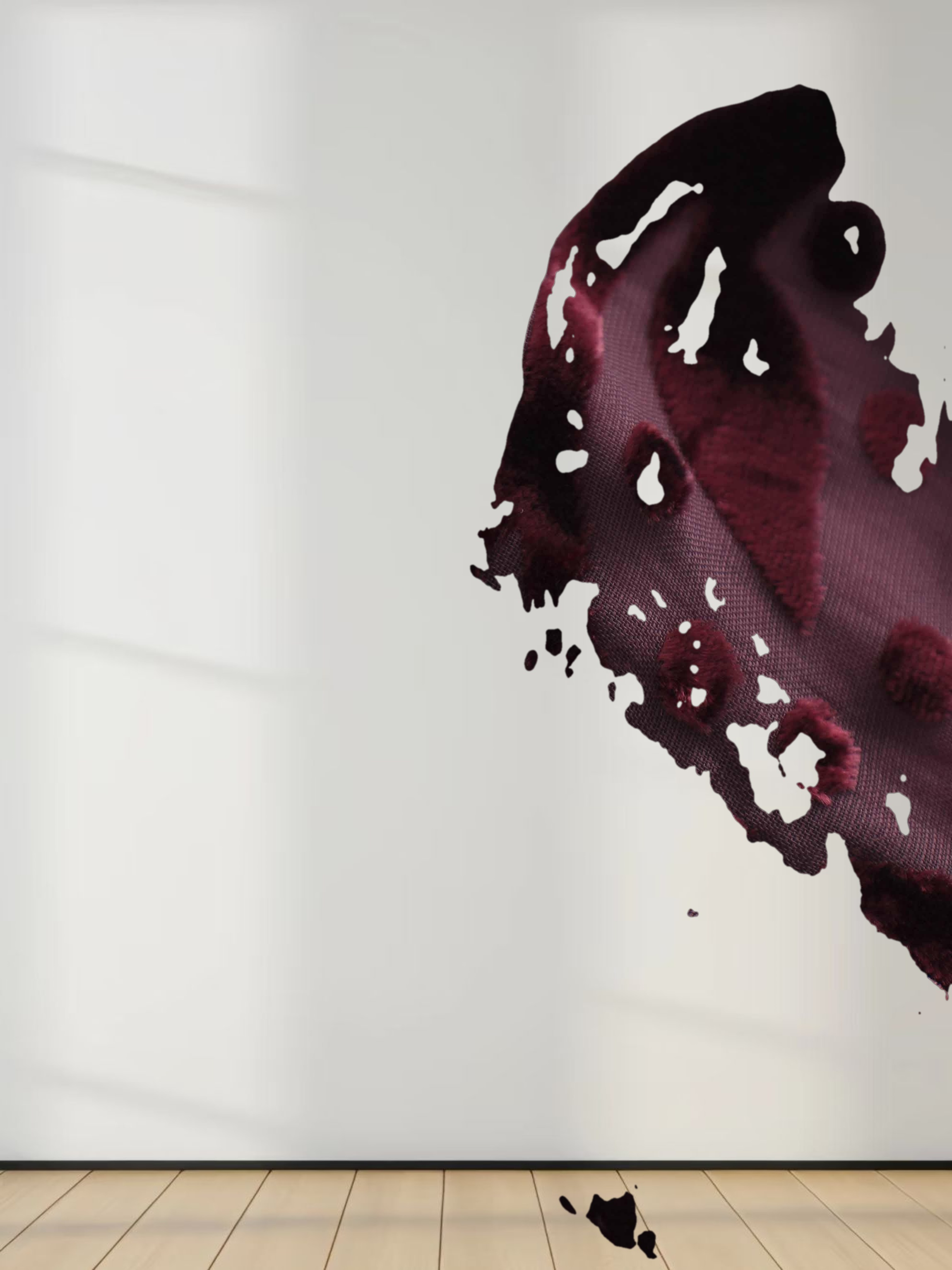 Waisted Yoke Dress-Burgundy Velvet Leaves