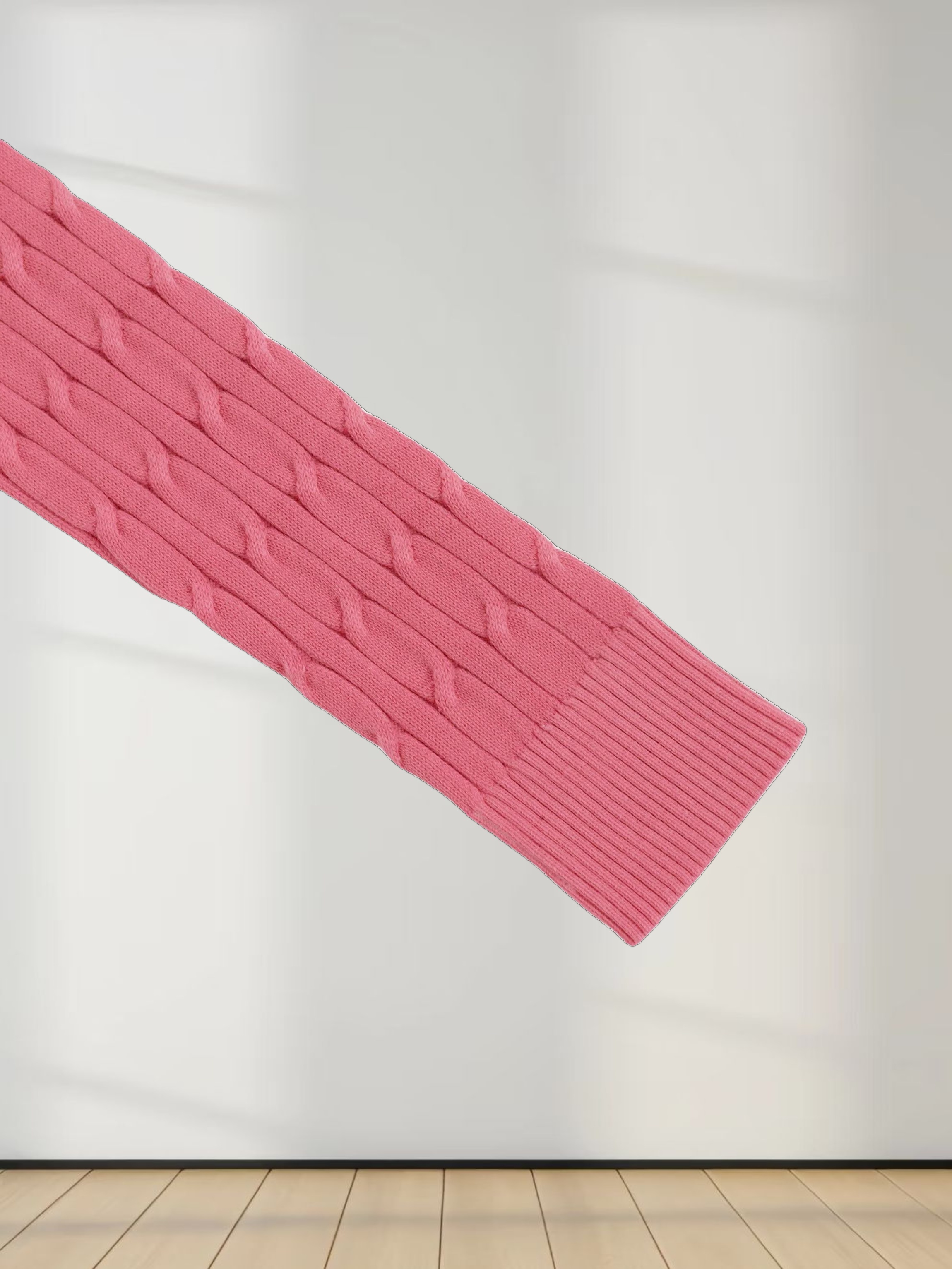 Printed Cable Sweater-Pink Flower