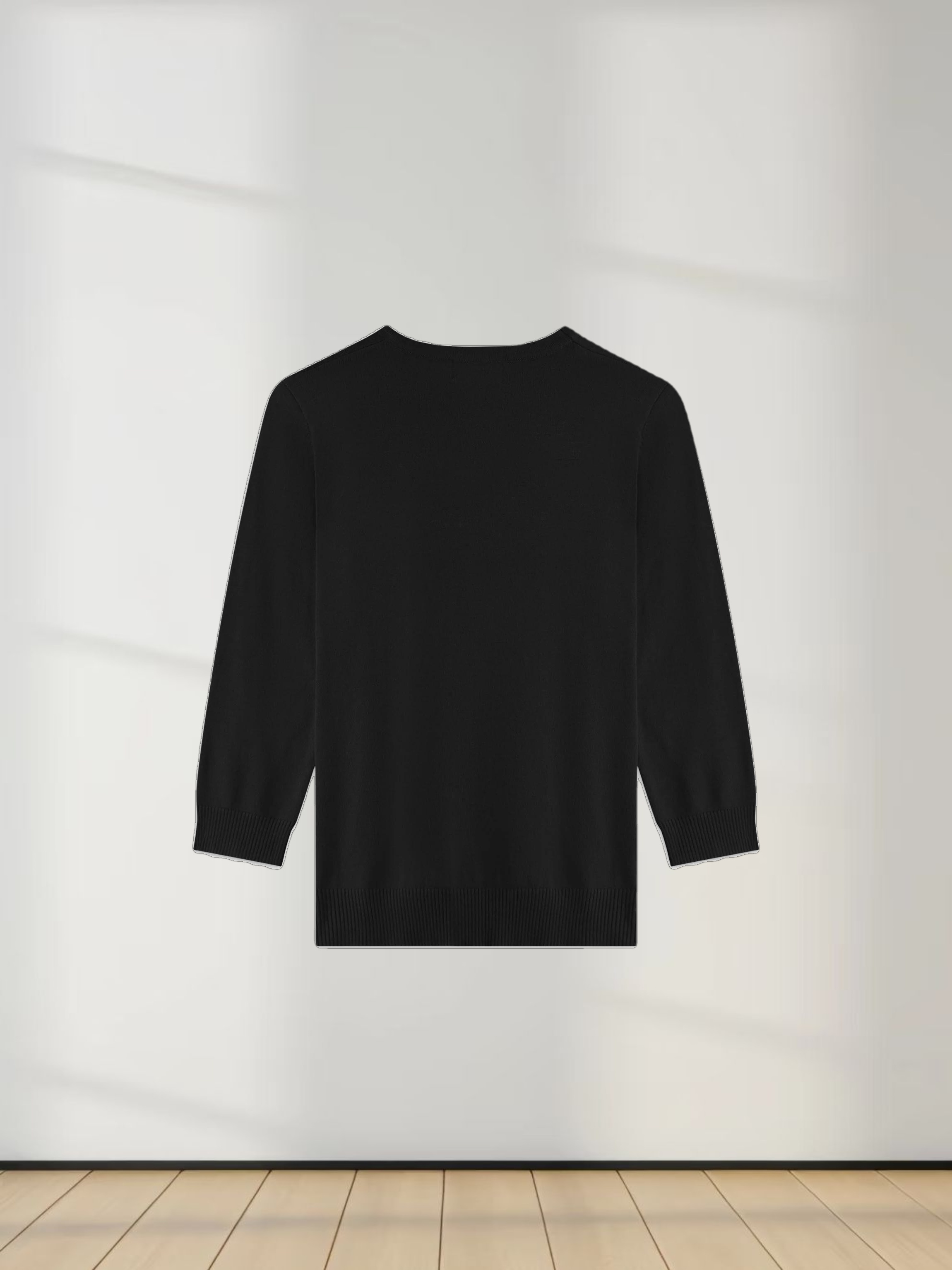 BASIC CREW SWEATER (3Q) - BLACK