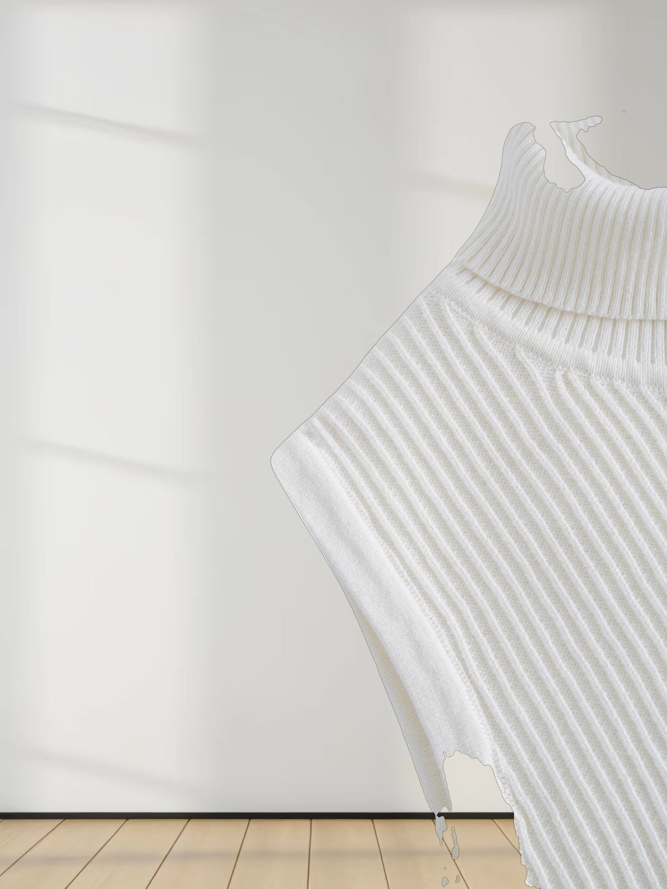Sleeveless Ribbed Turtleneck-Ivory