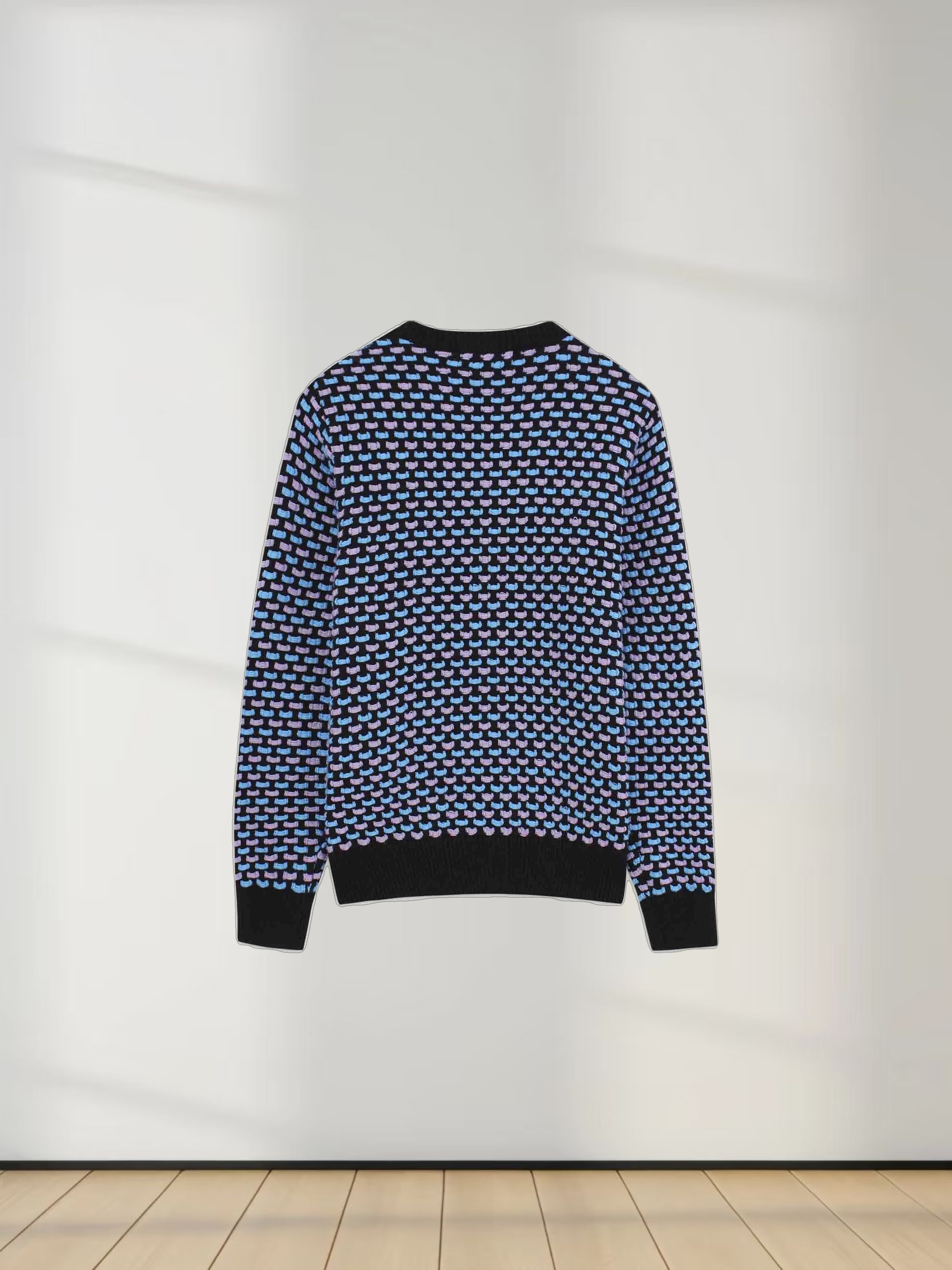 Basket Weave Sweater-Lavender/Blue