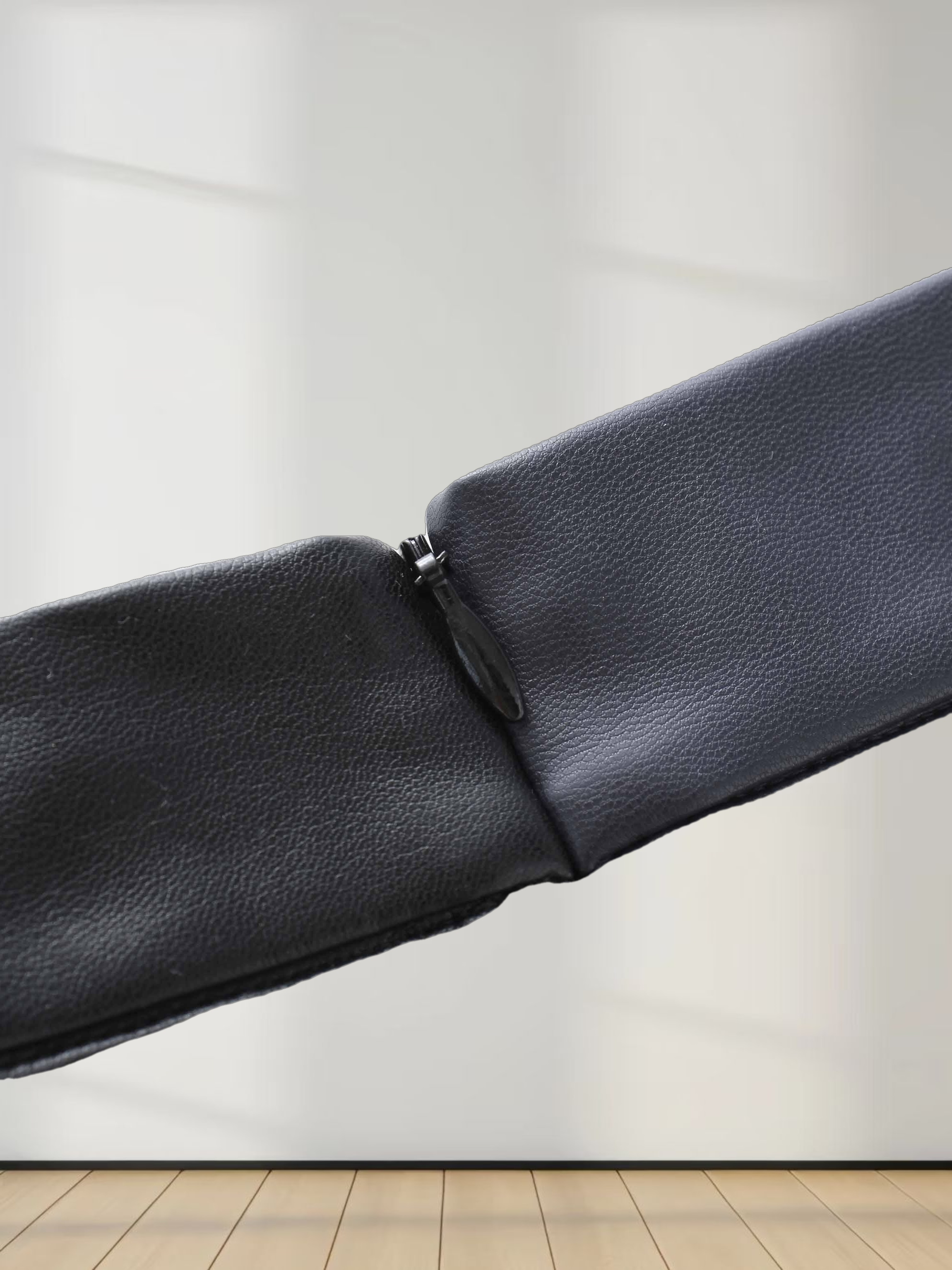 Two Tone Leather Skirt-Black/Blue