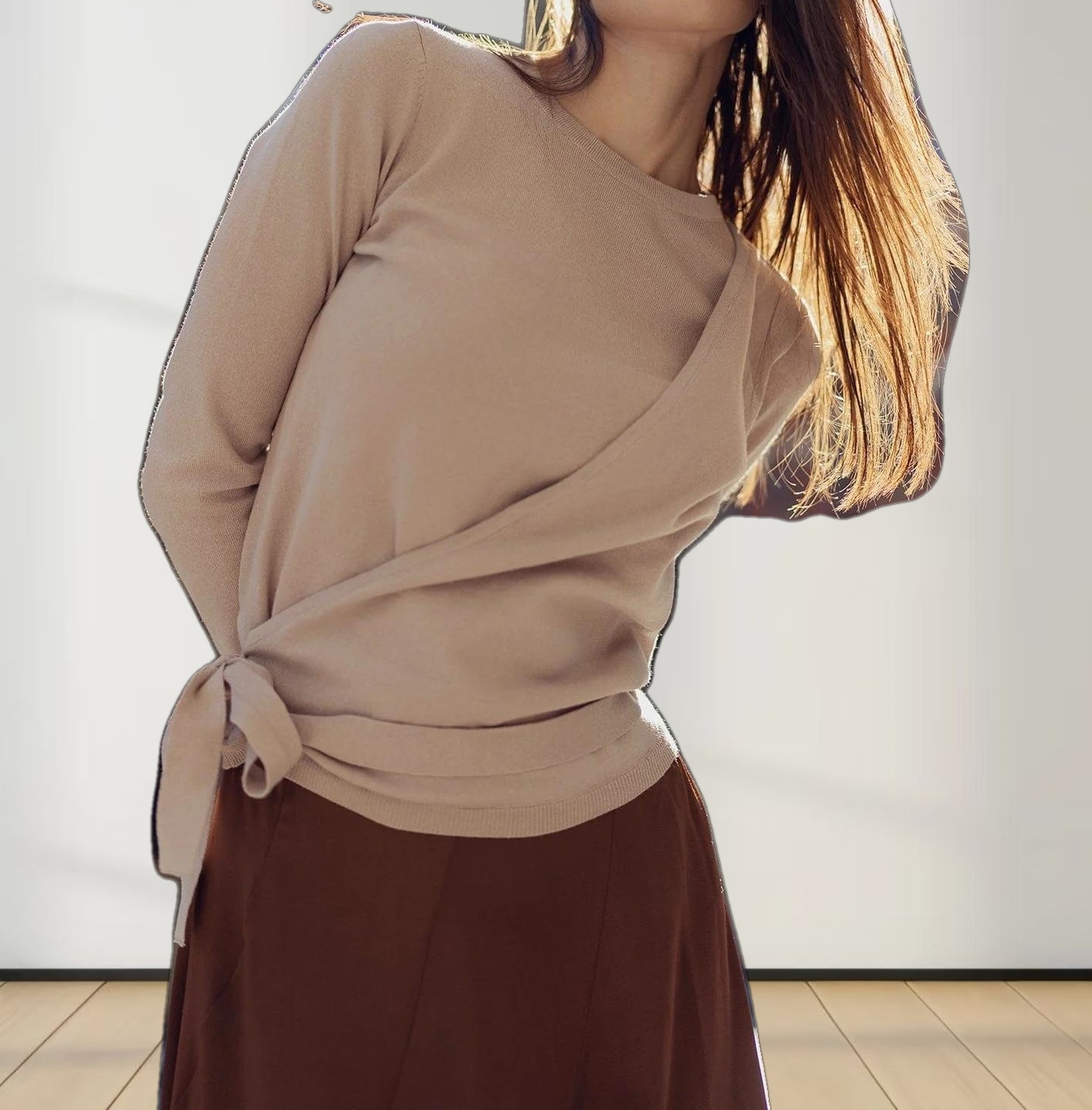 BASIC WRAP SWEATER-MAUVE