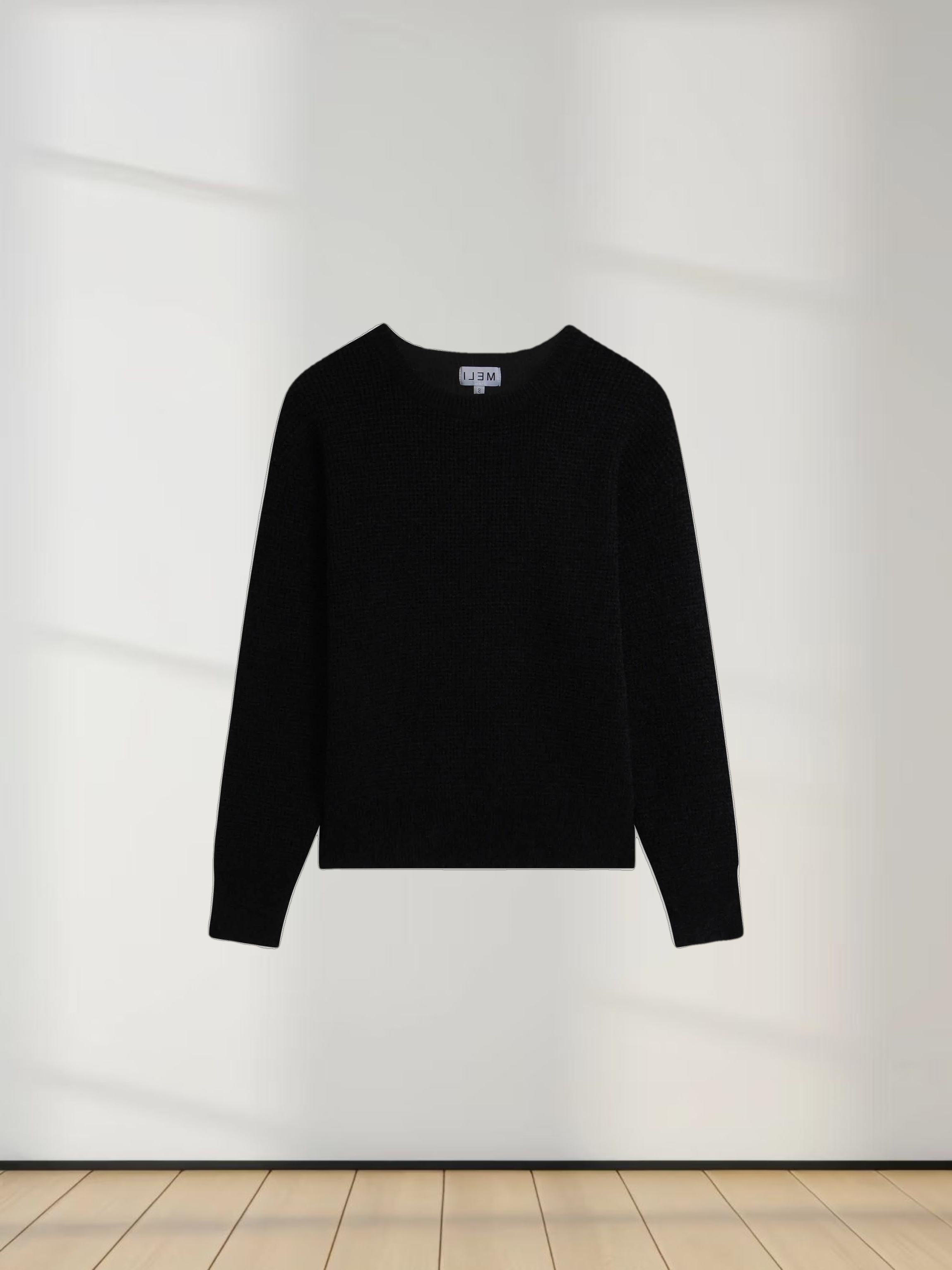 Chenille Waffle Sweater-Black