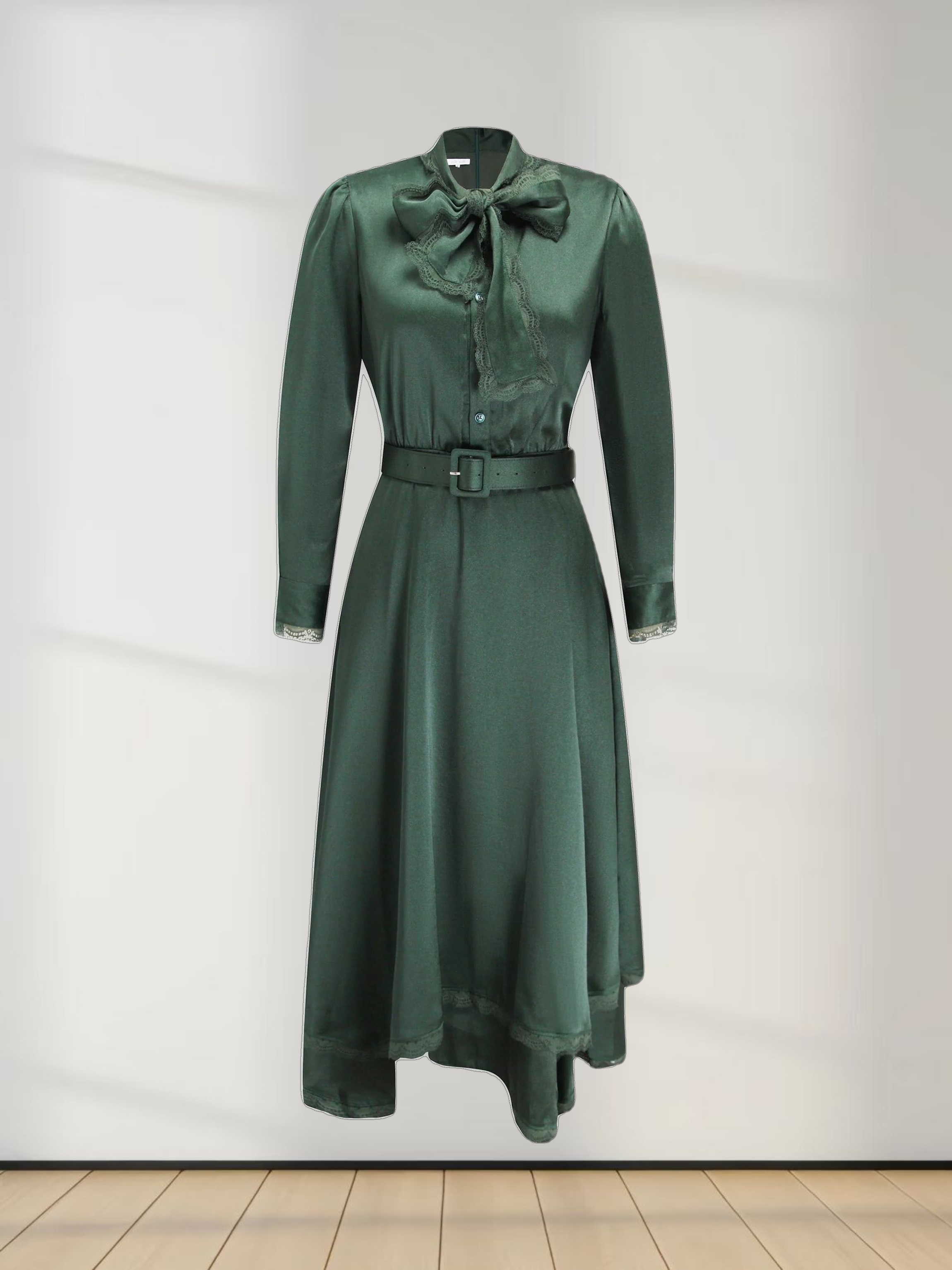 Double Layer Hem Dress-Green