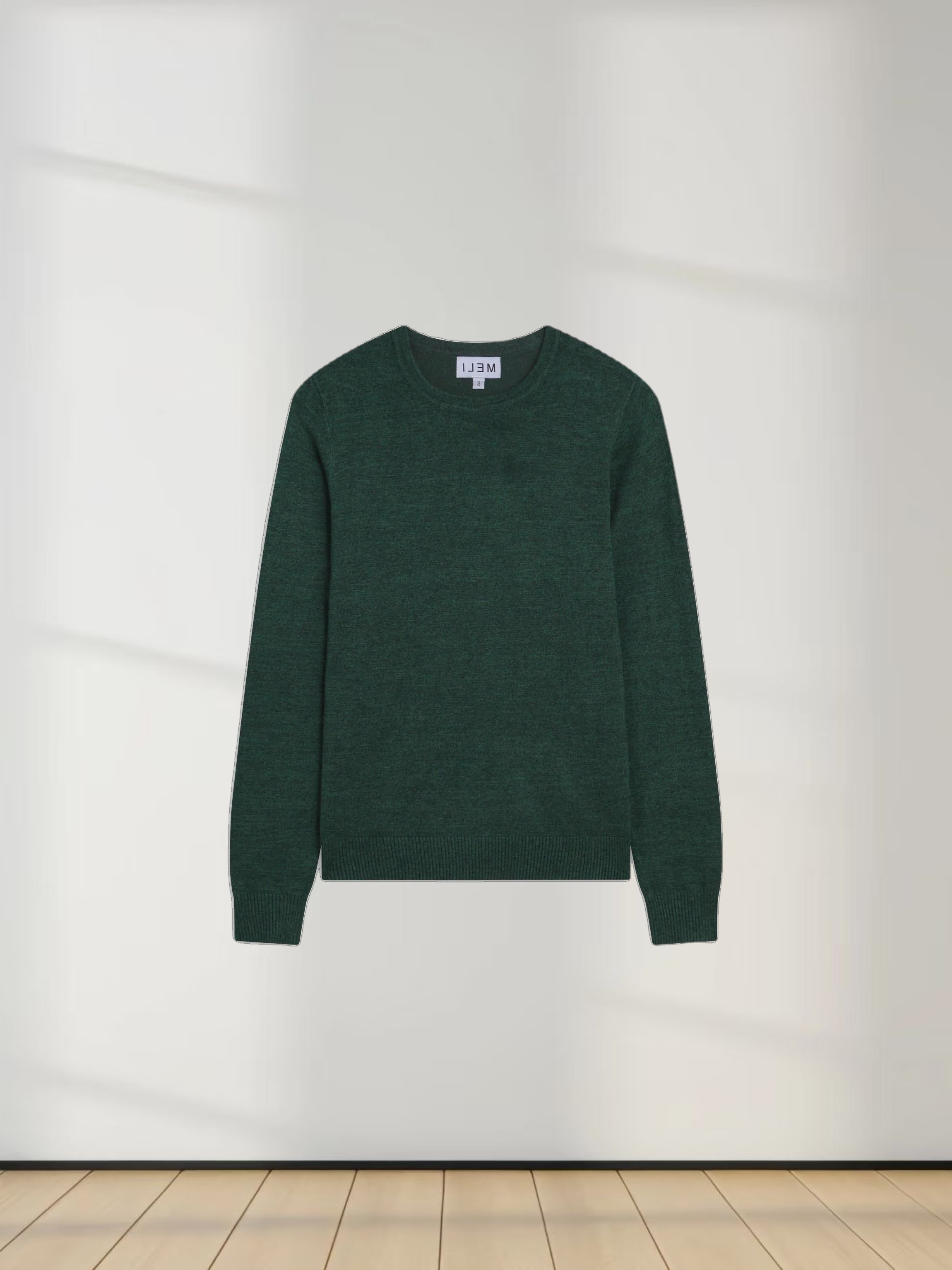 Basic Crew Sweater LS-Heathered Green
