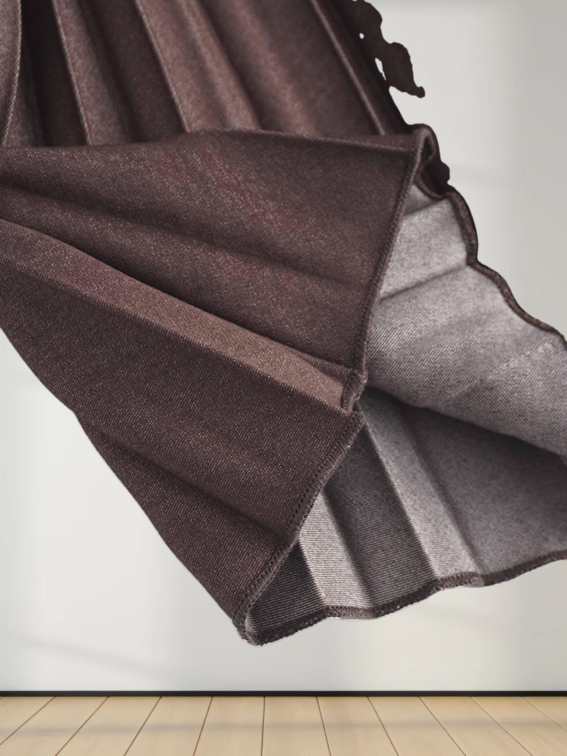 Denim Pleated Skirt-Dark Brown