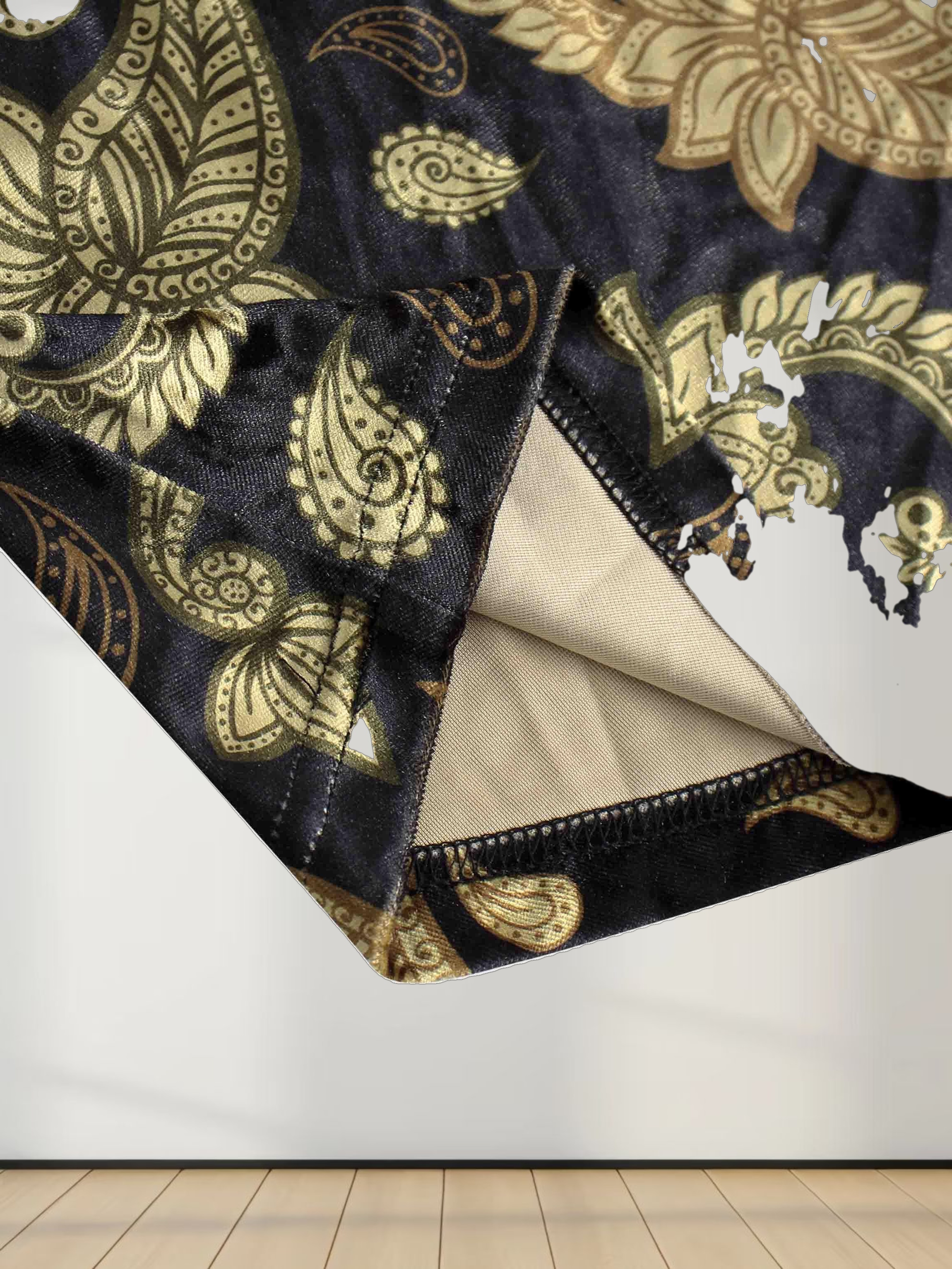 Velour Front Knot Maxi Dress-Gold Paisley