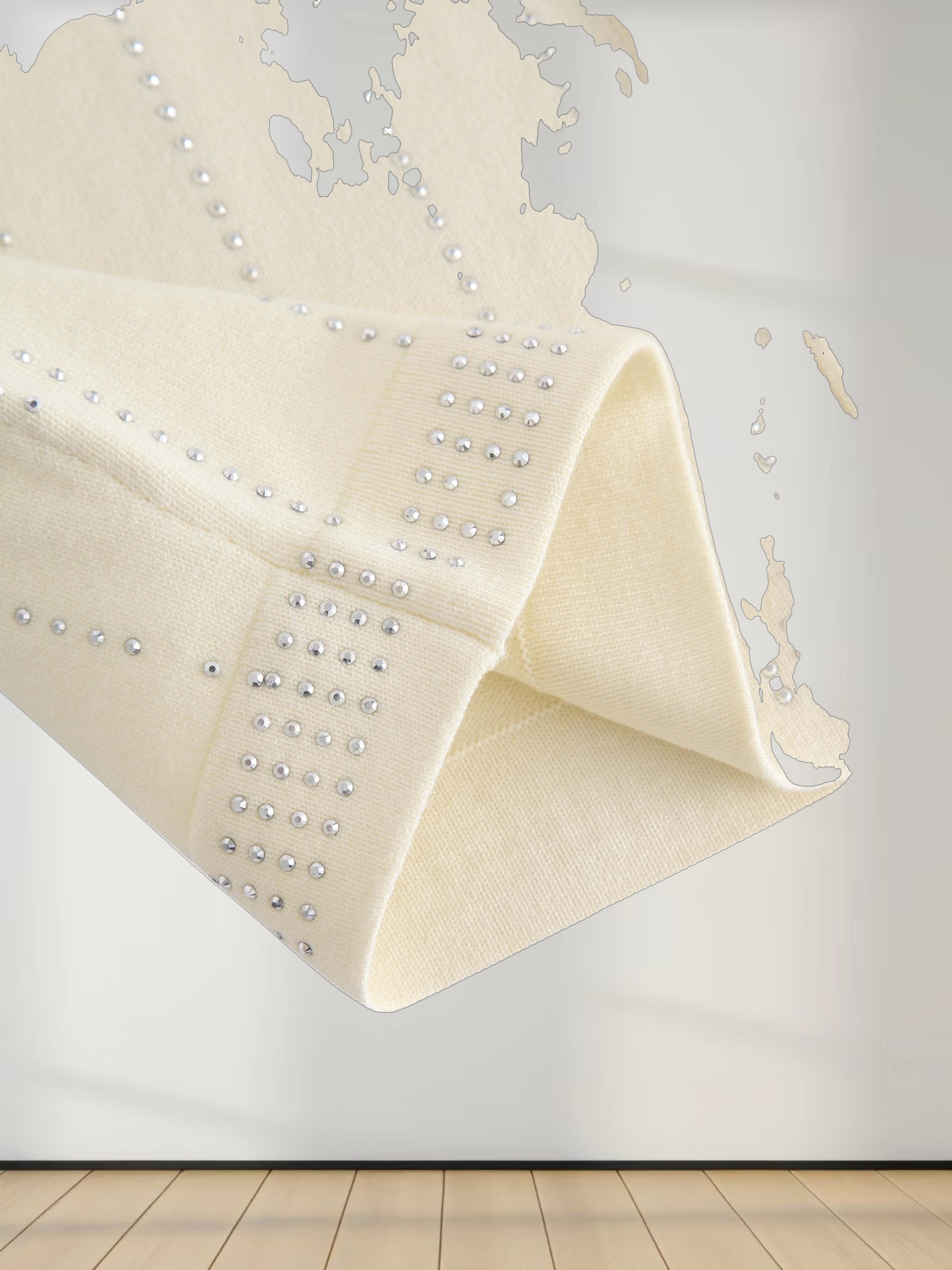 Crystal Pinstripe Crew Cardigan-Cream