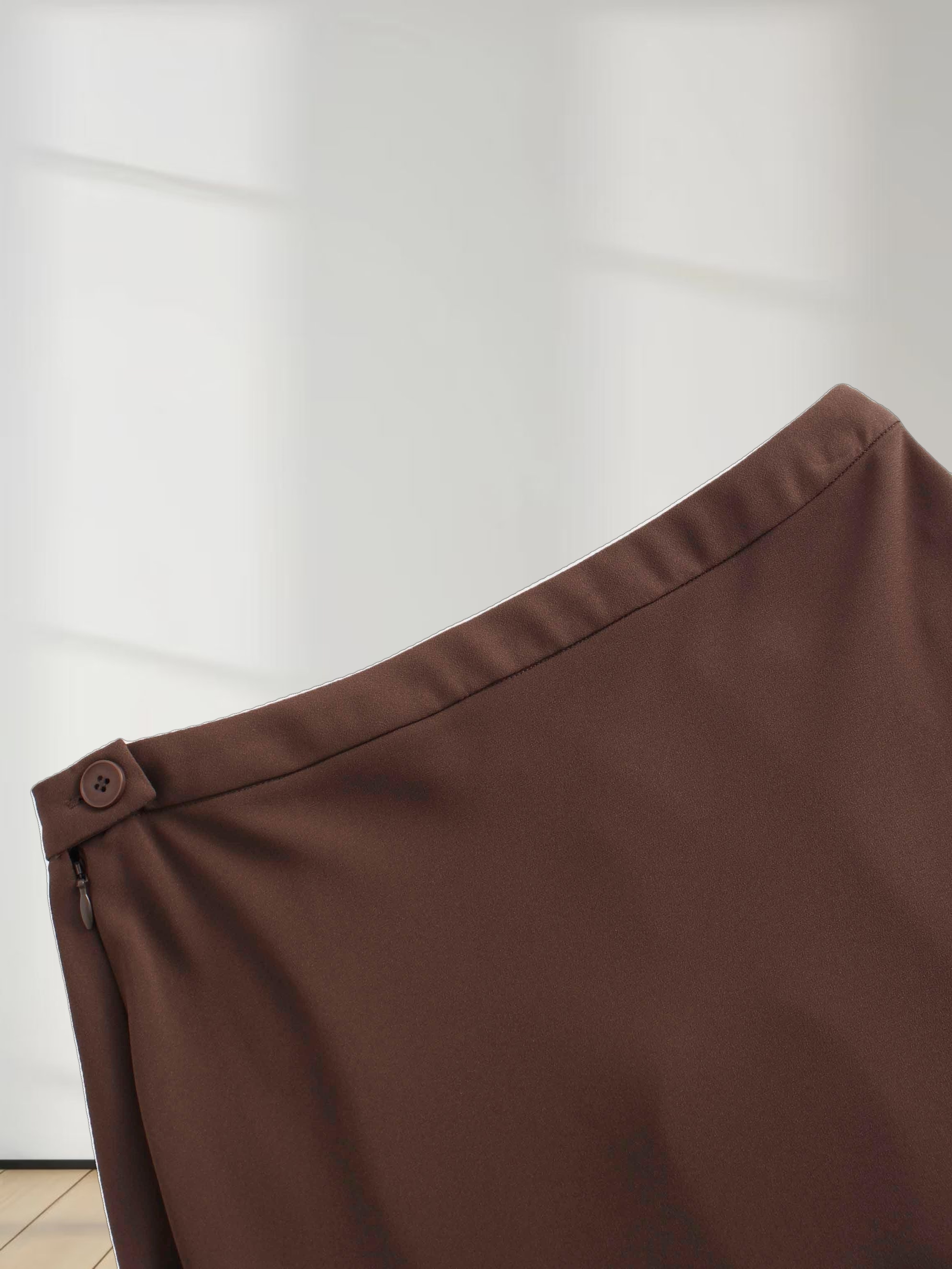 Crepe Flare Skirt-Brown