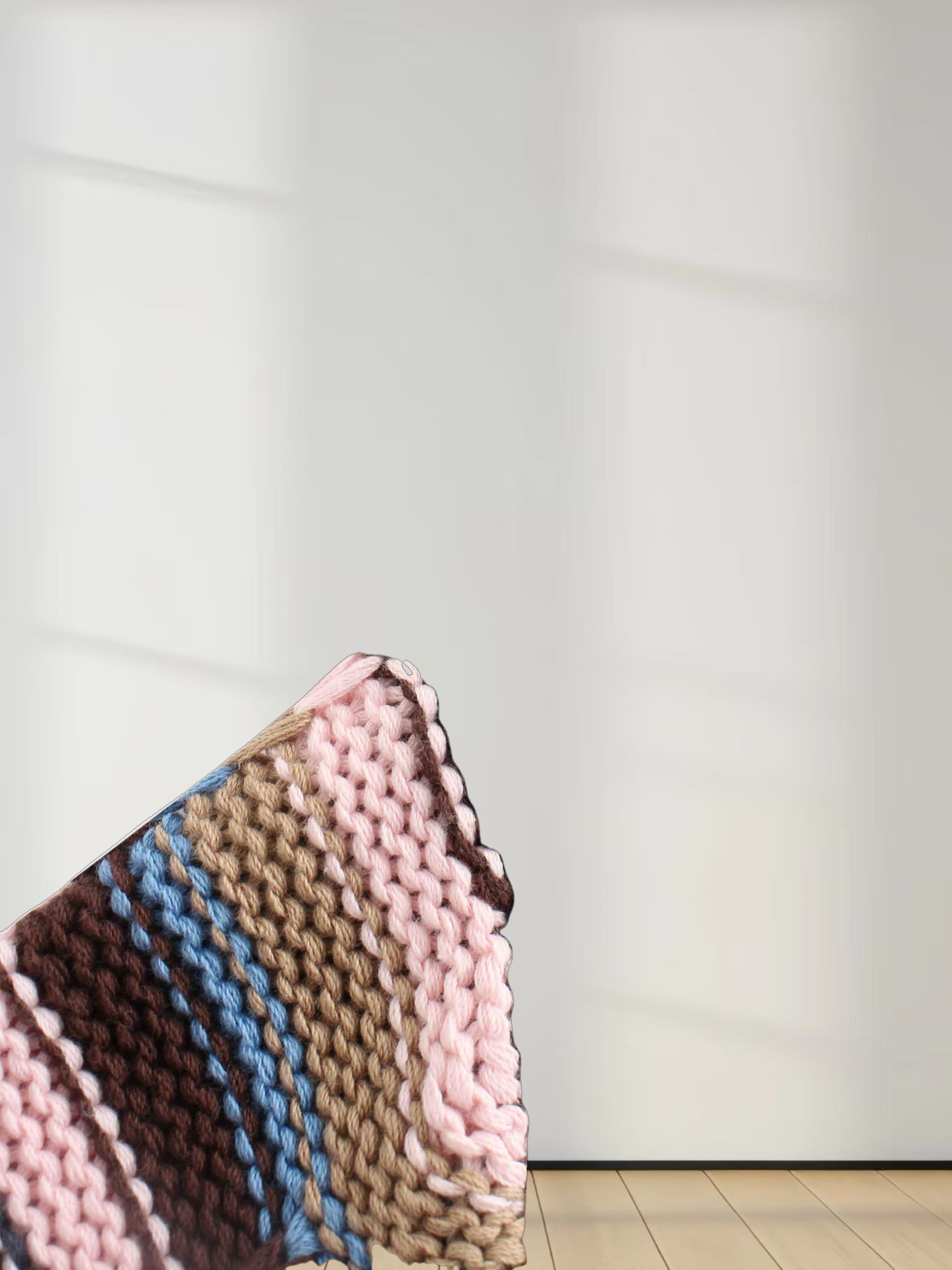 Overstitch Detail Striped Sweater-Brown