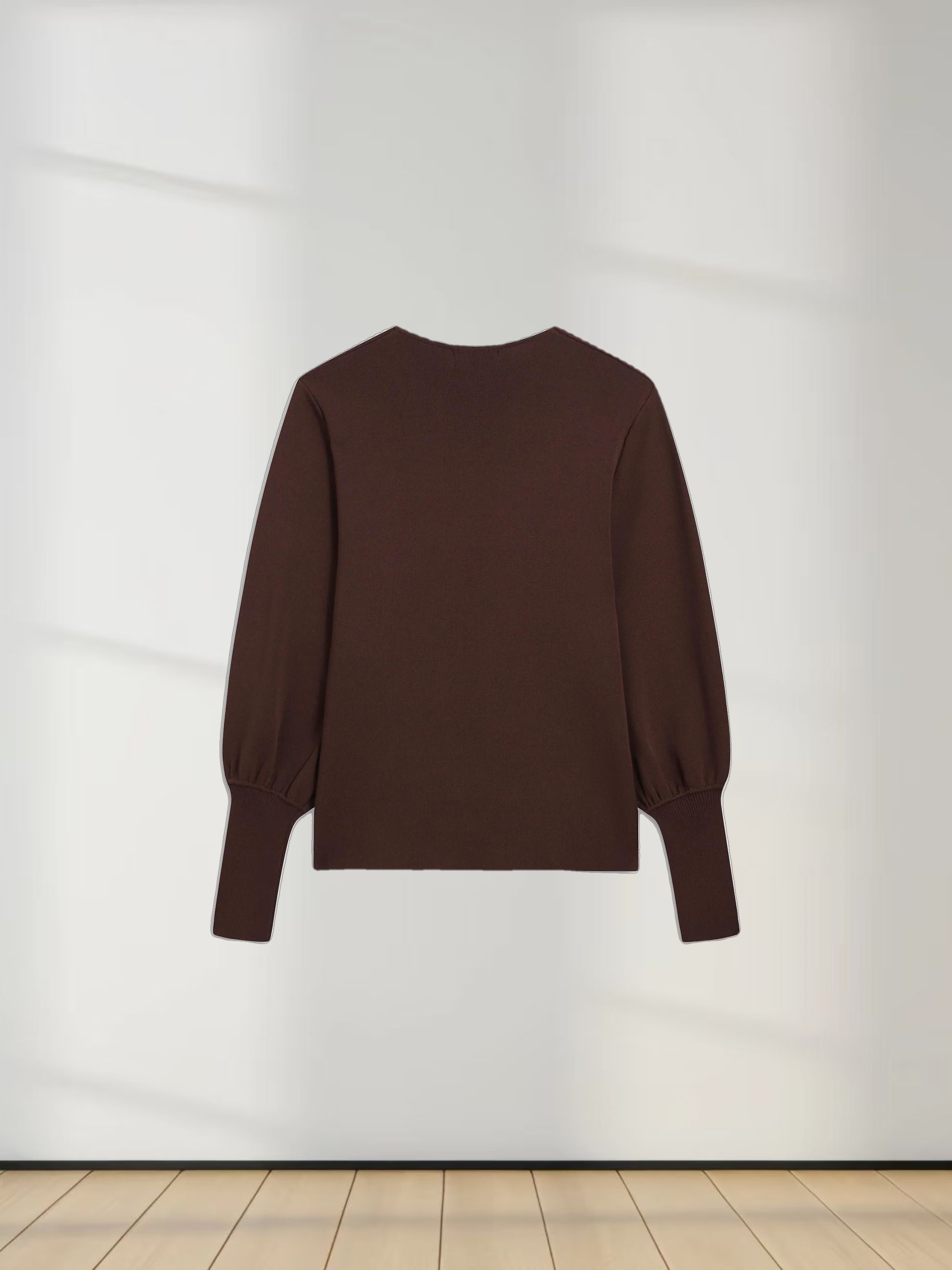 High Cuff Sweater-Brown