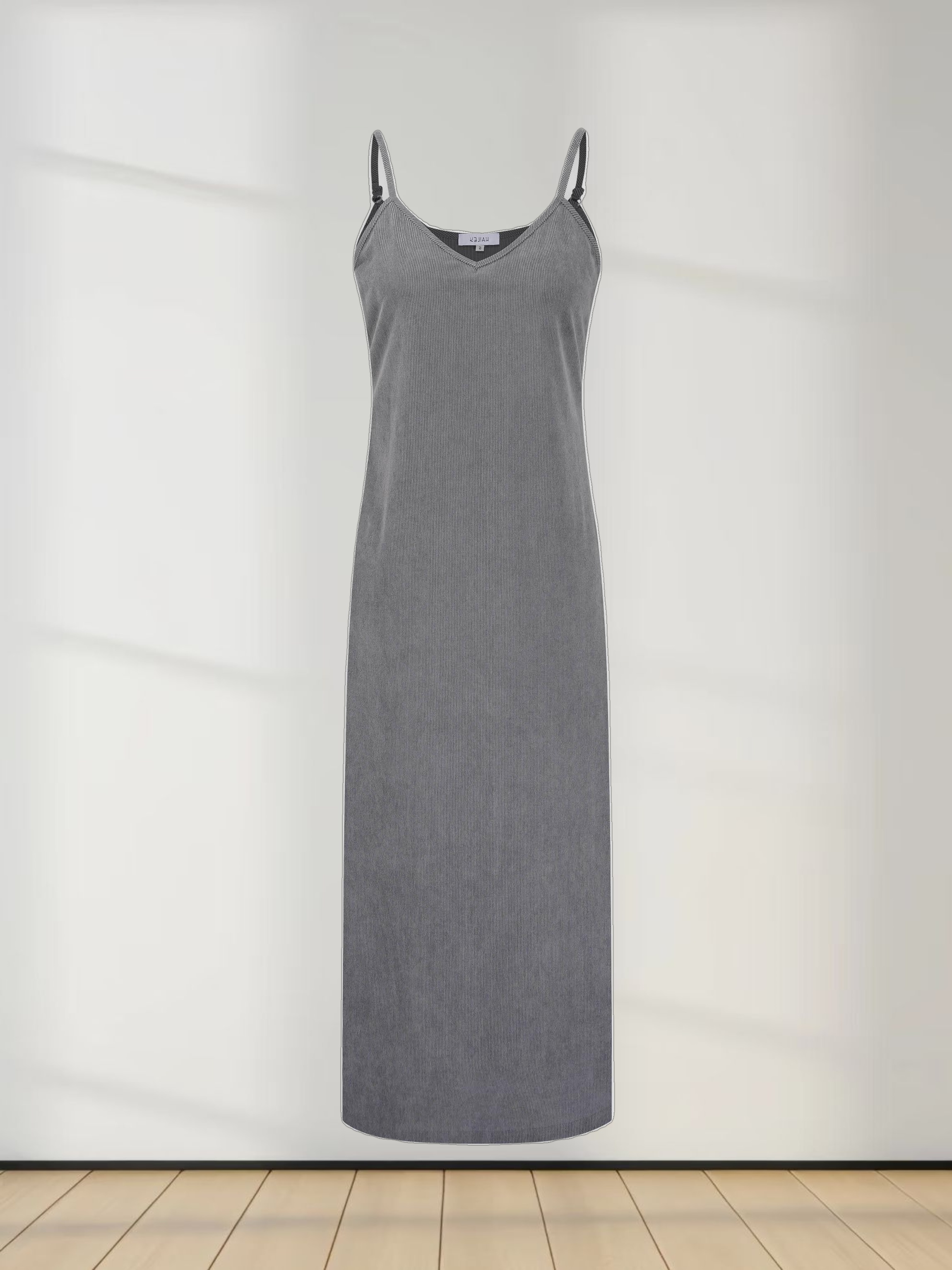 Corduroy Slip Dress-Grey