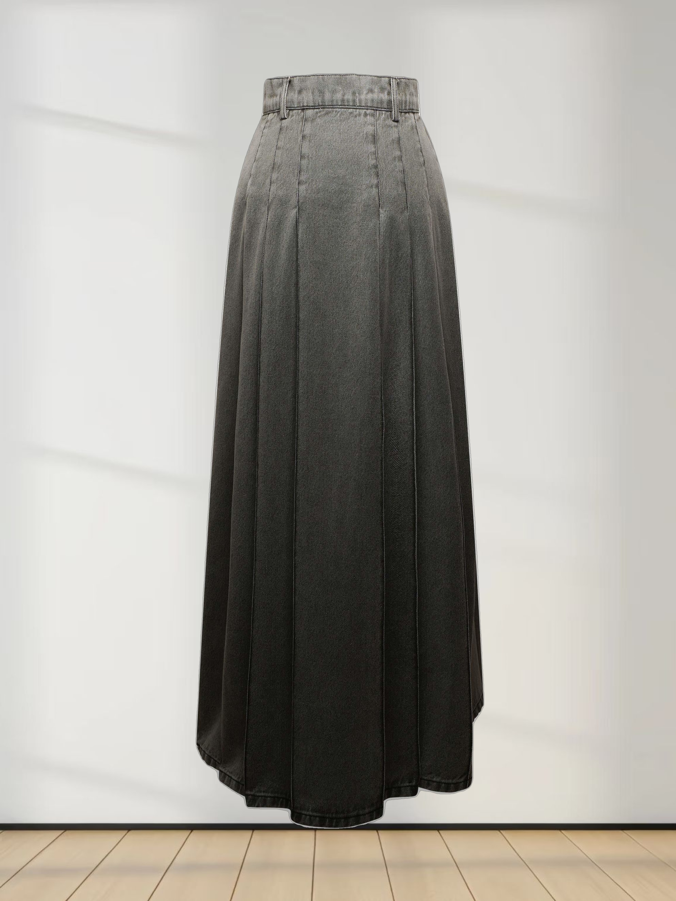 Stitched Pleated Skirt-Grey