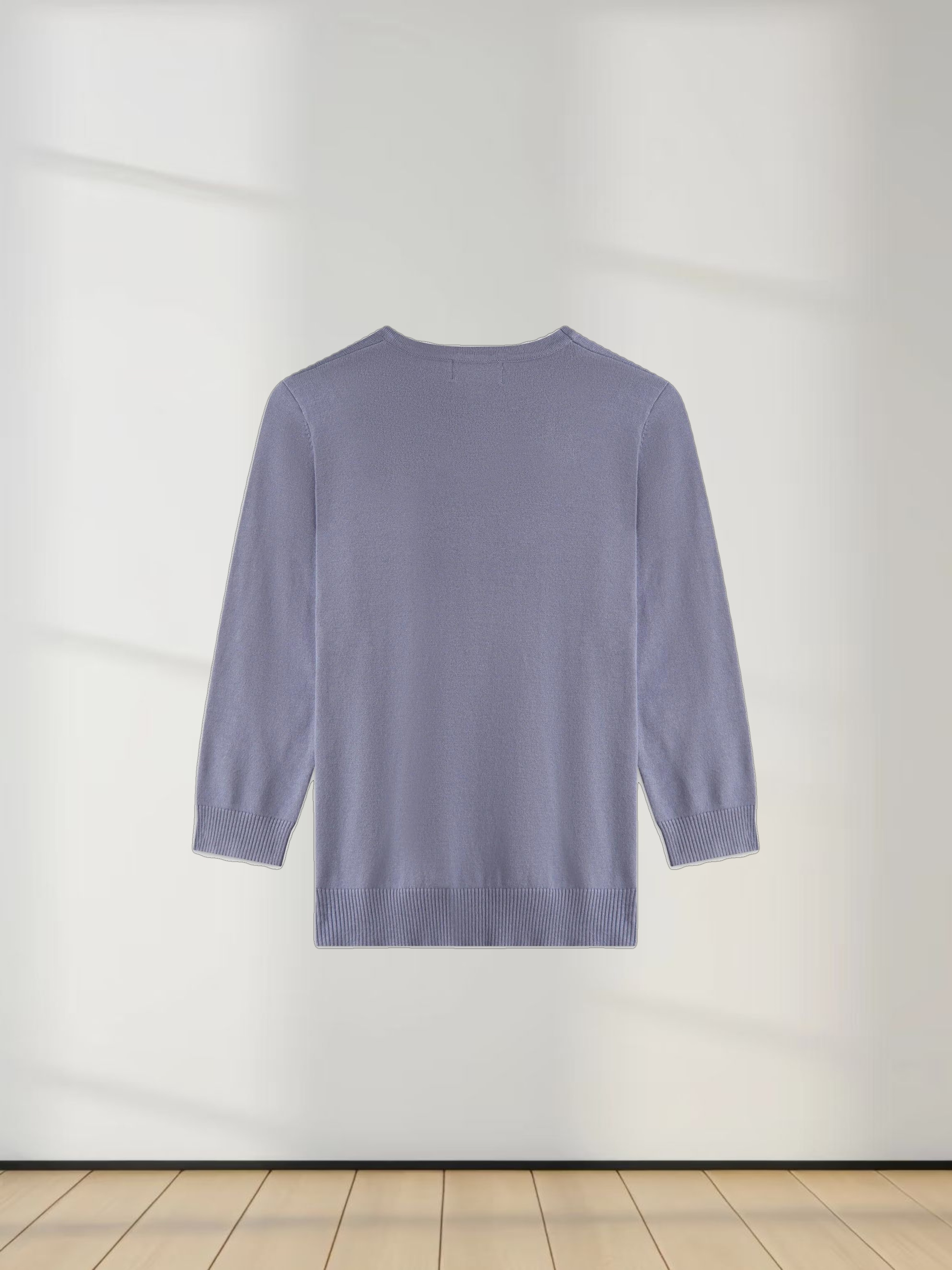 Basic Crew Sweater 3Q-Denim Blue