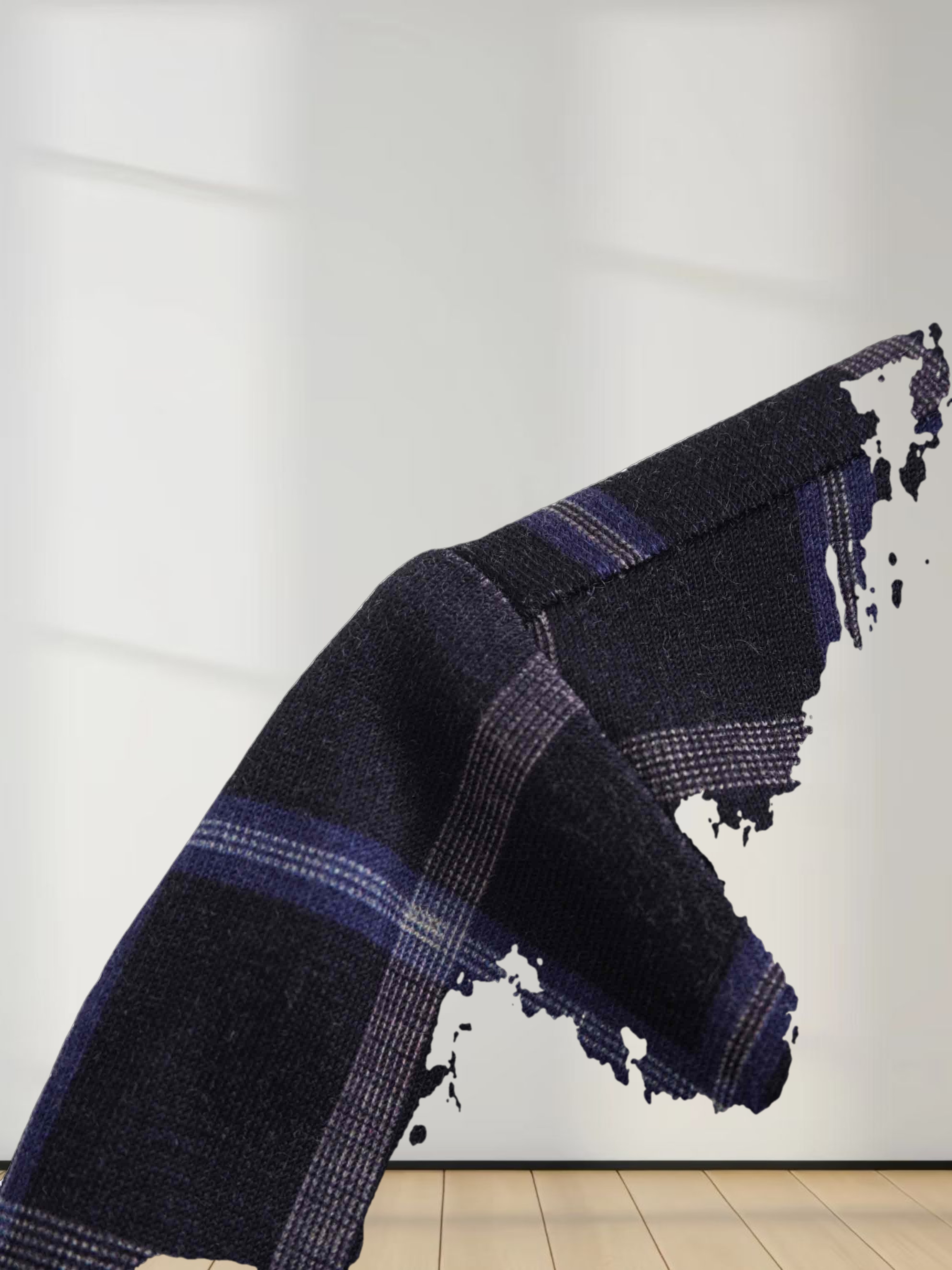 Printed Modal Turtleneck-Blue Plaid