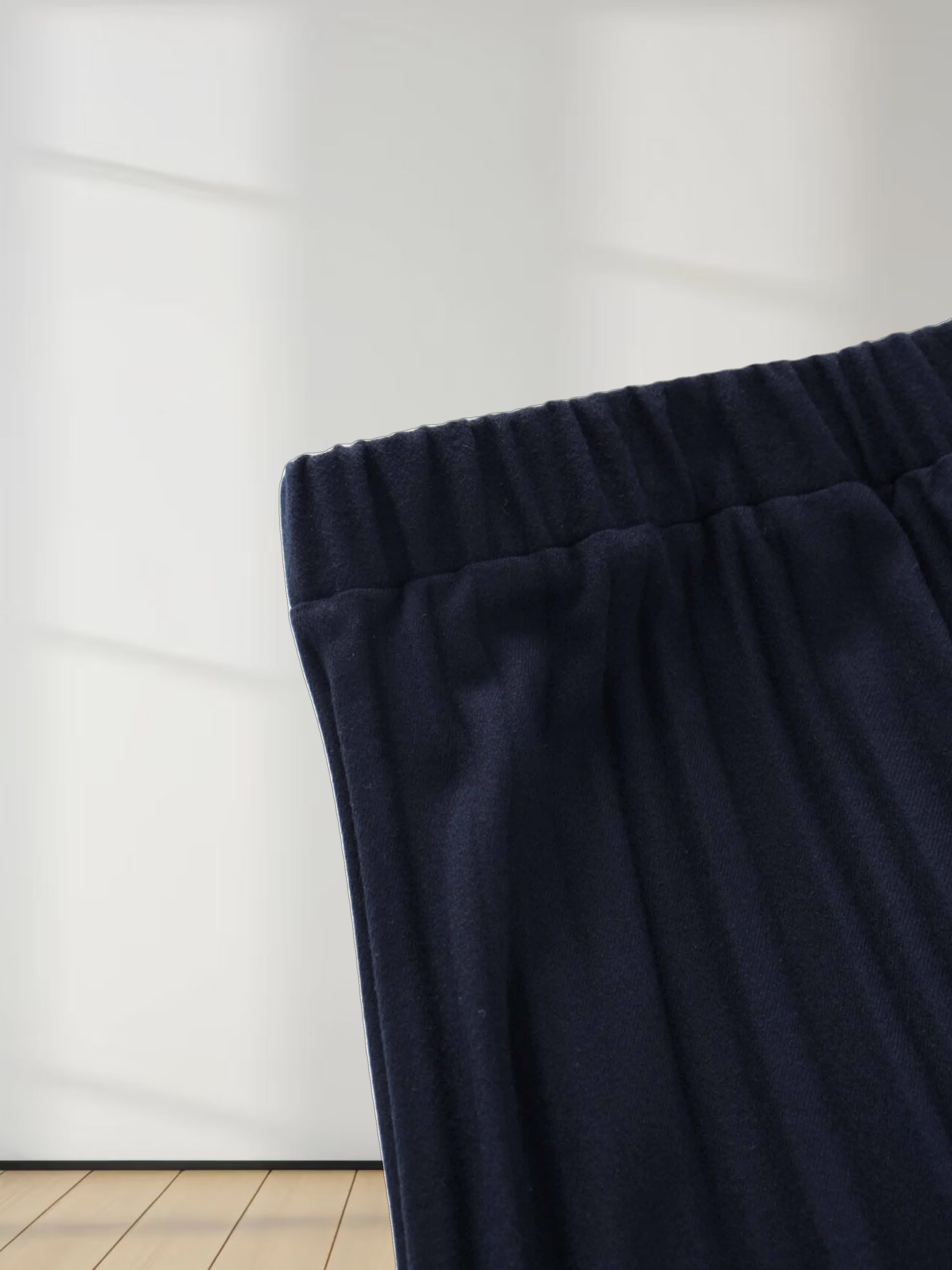 Wool Blend Pleated Skirt-Navy