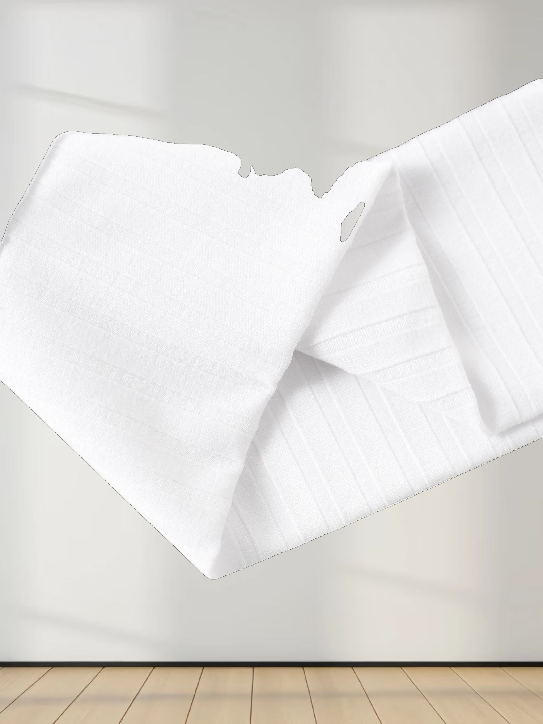 Ribbed High V Bomber-White