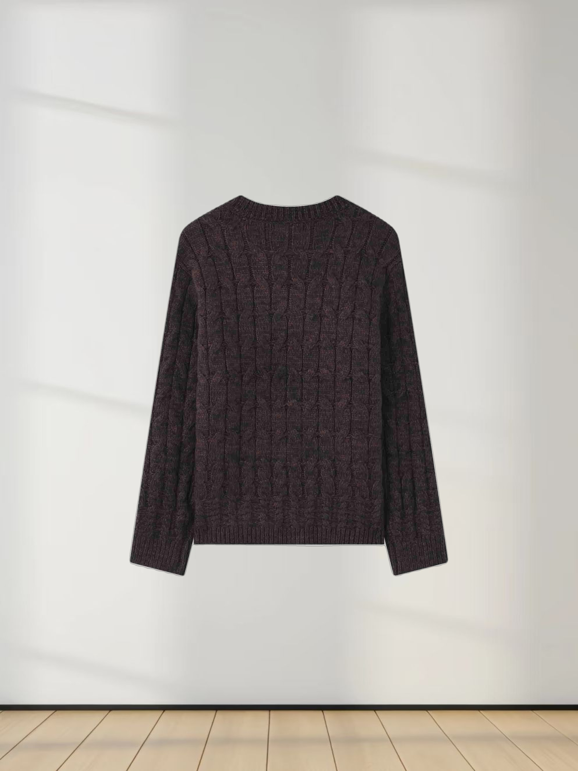 Chunky Heathered Cable sweater-Black/Brown