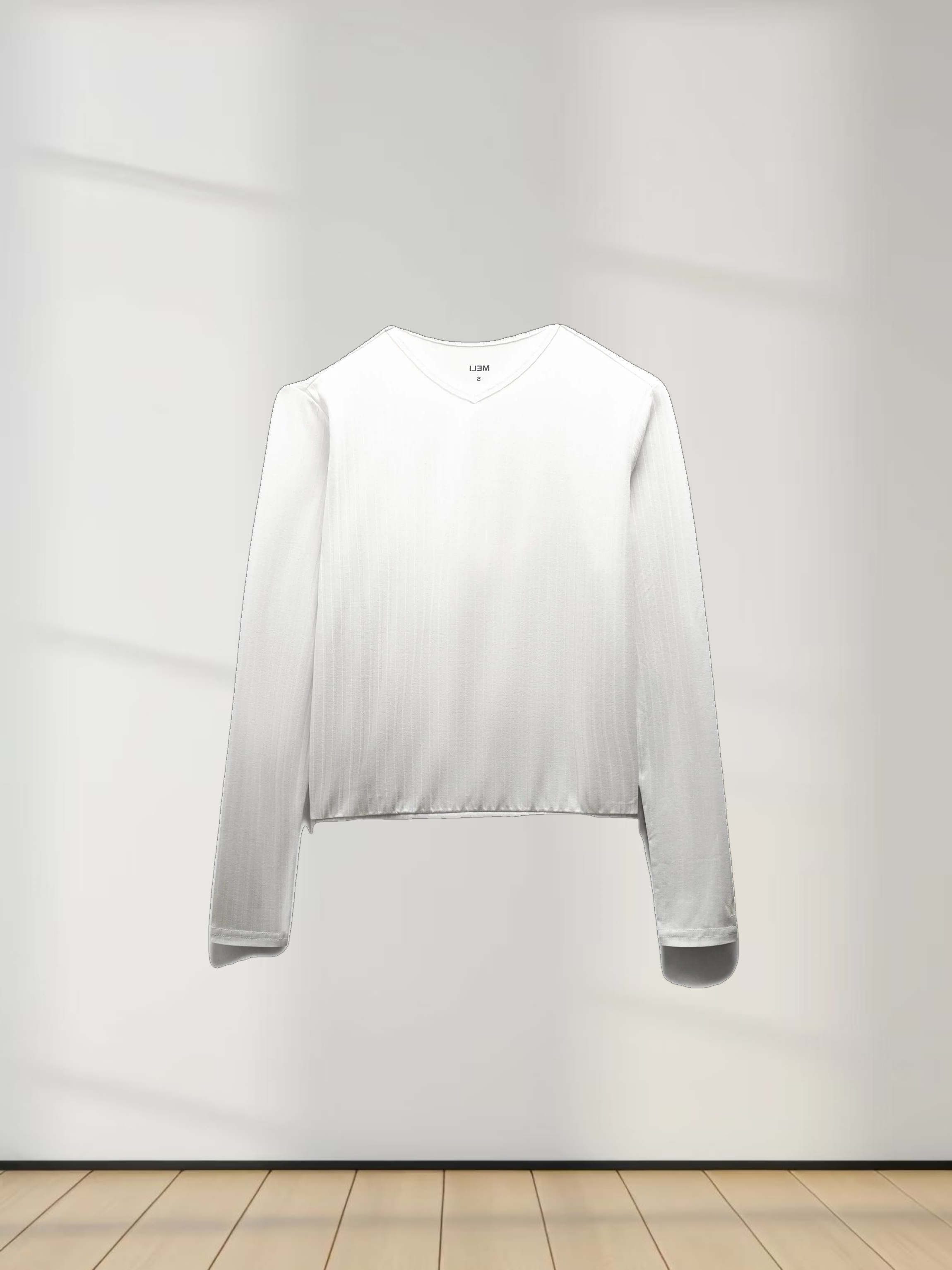 Ribbed High V Bomber-White