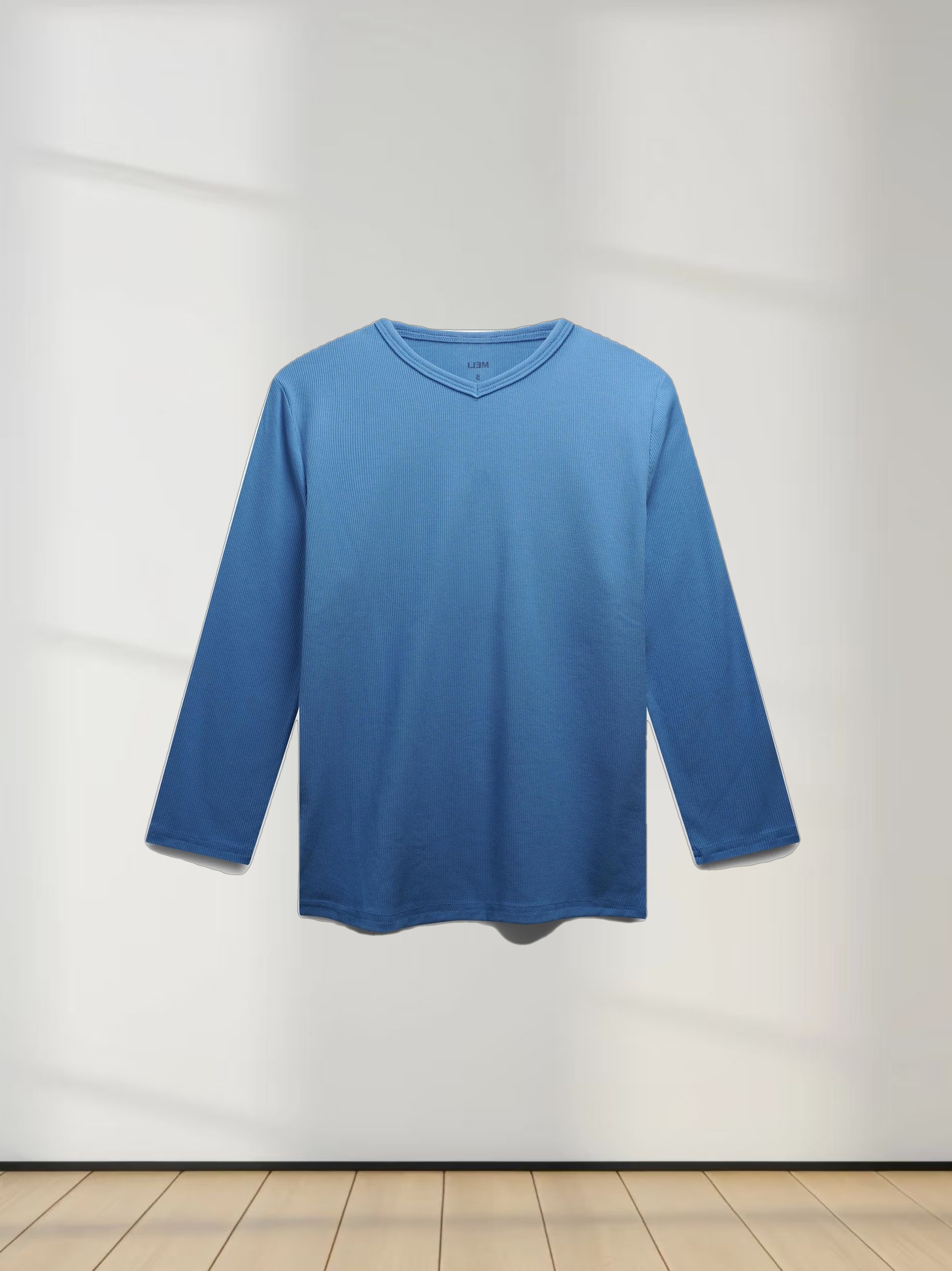 RIBBED HIGH V 3Q-PERIWINKLE BLUE