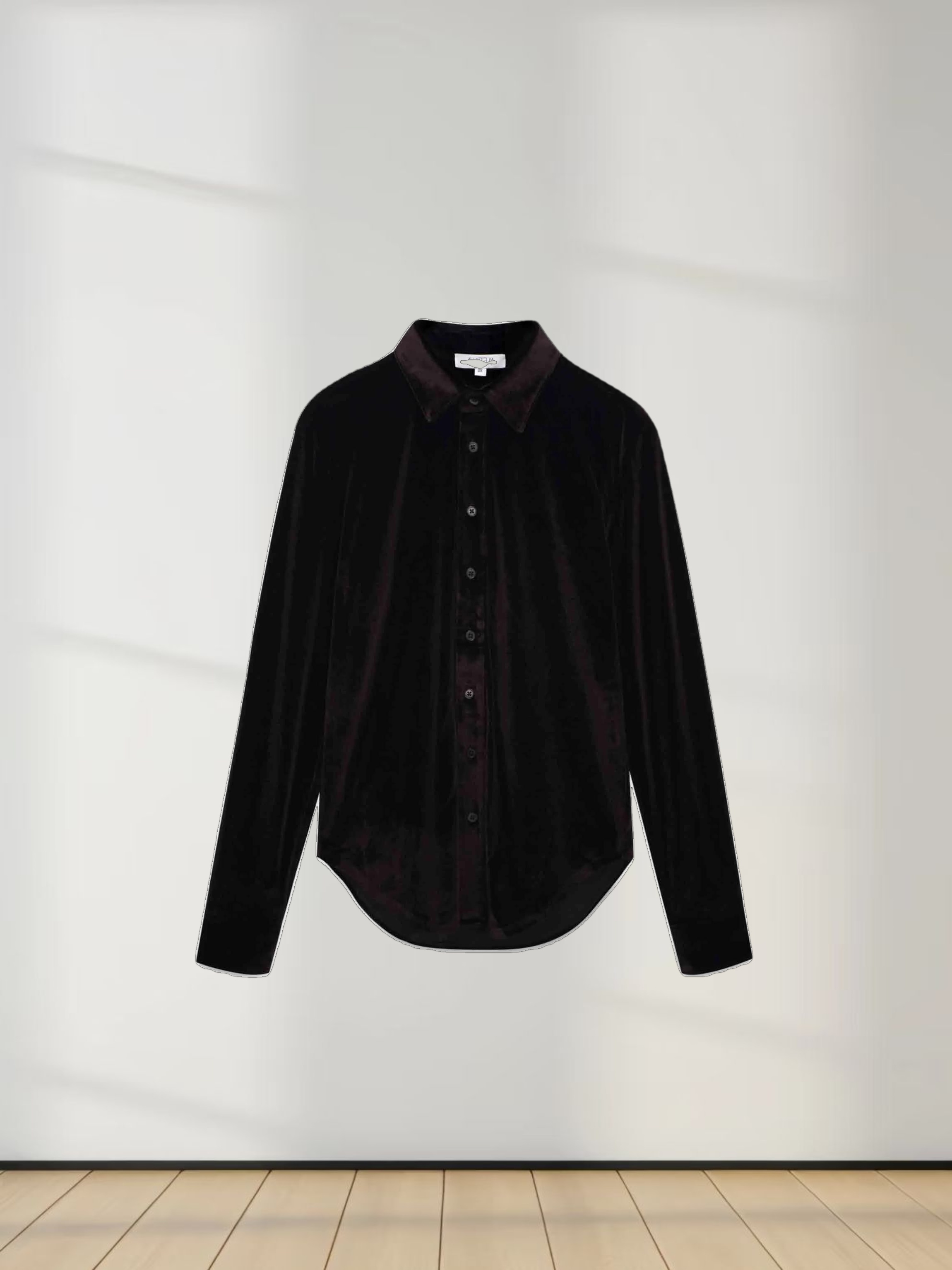 Velour Button Down Blouse-Brown