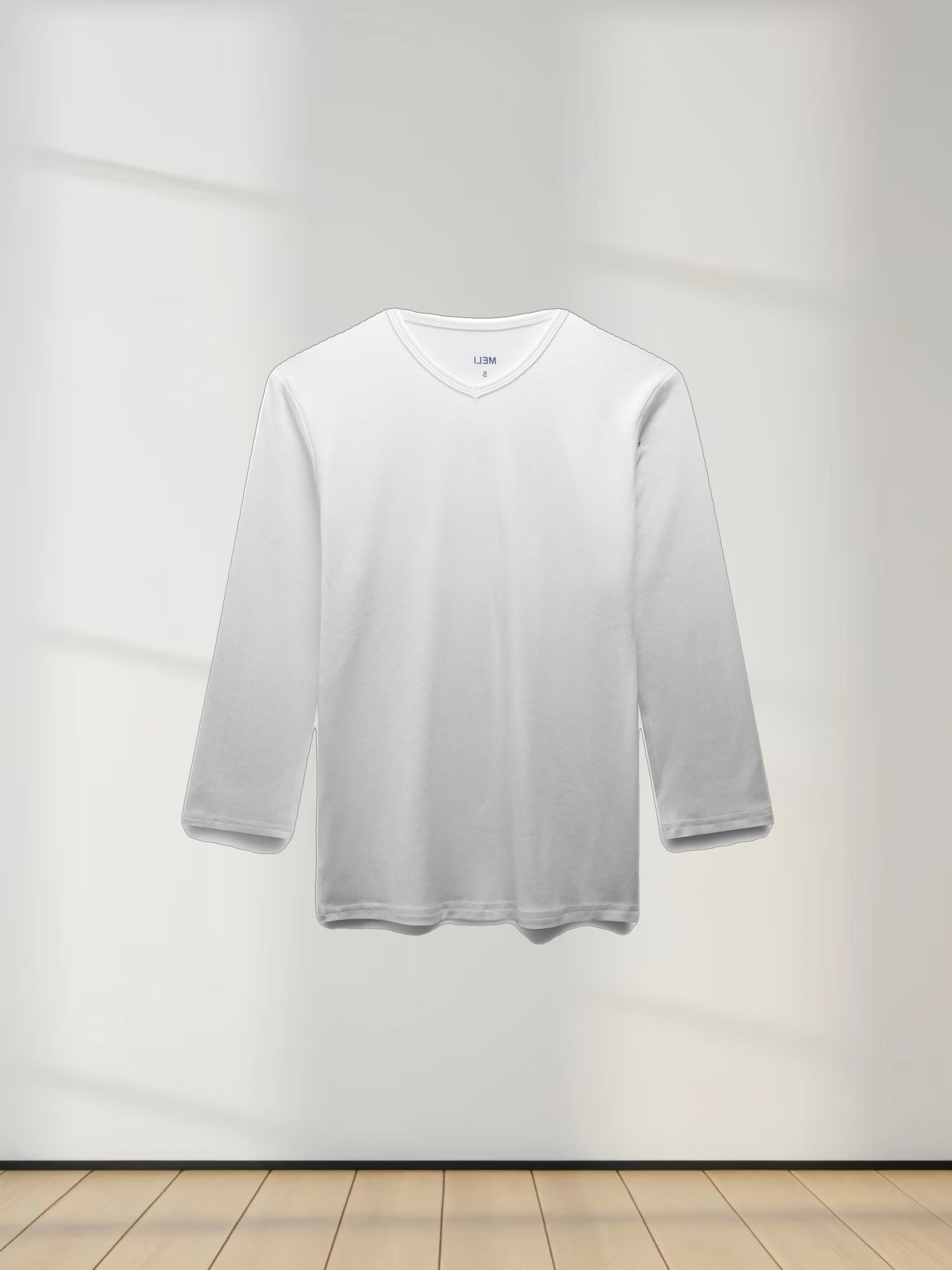 HIGH V RIBBED TEE - 3Q - WHITE