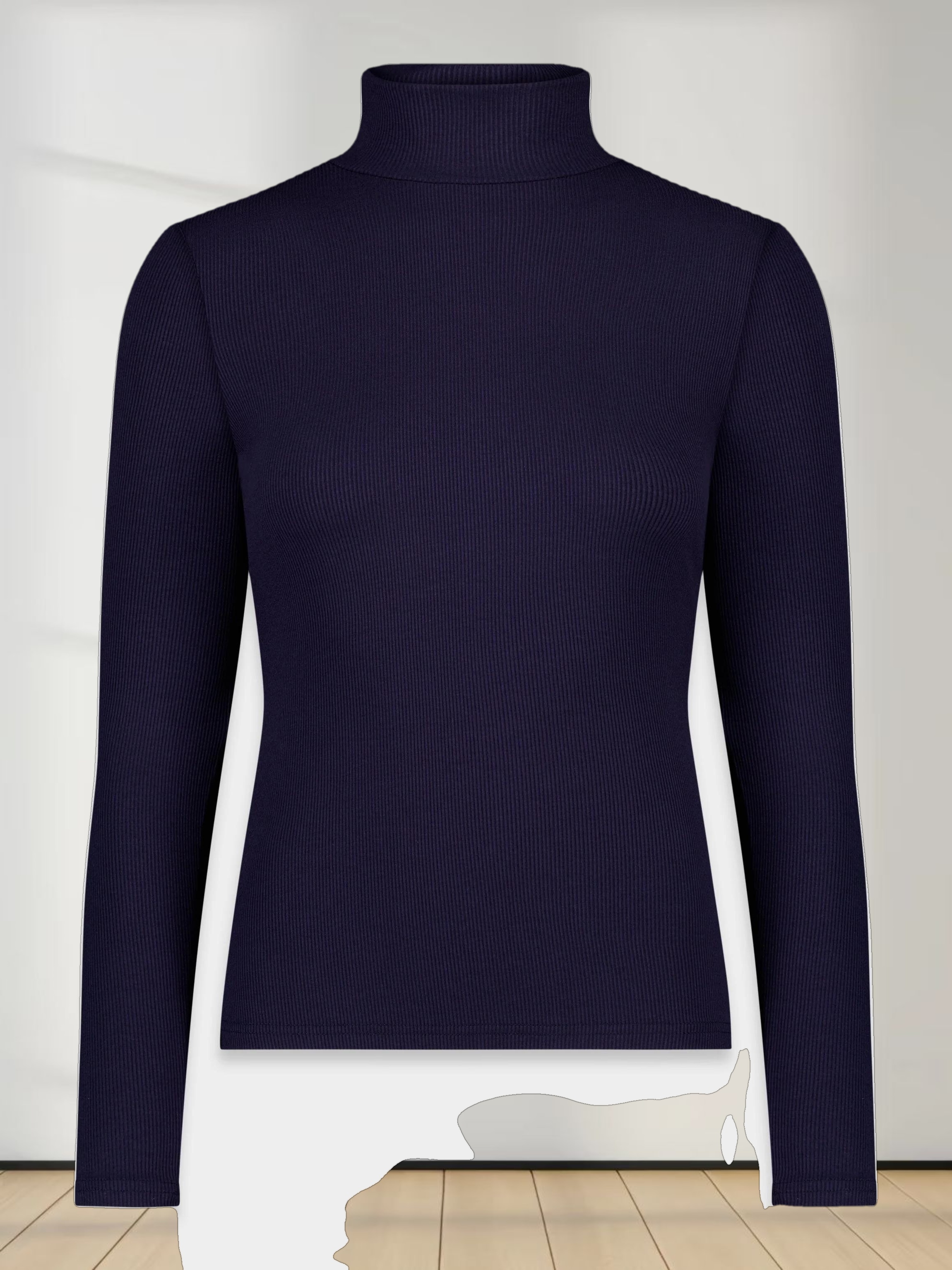 RIBBED TURTLENECK-NAVY