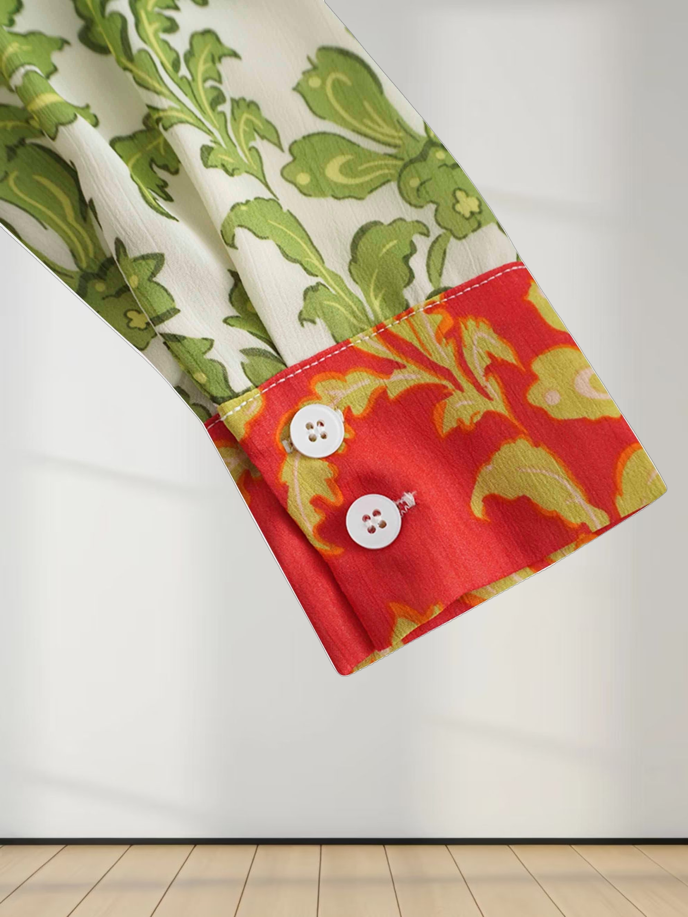 Belted Tiered Dress-Green Floral