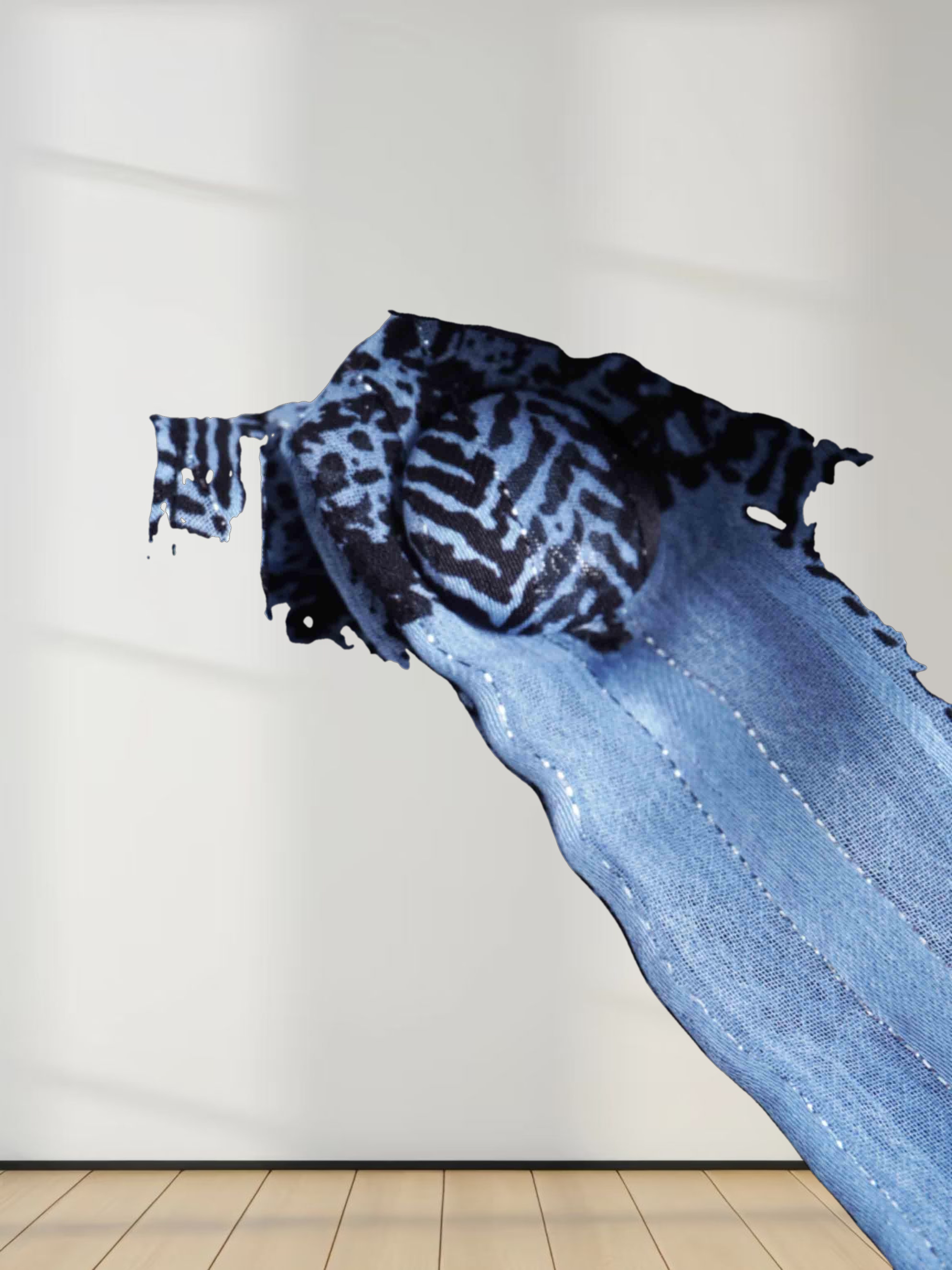 Belted Pleat Dress-Blue Plaid