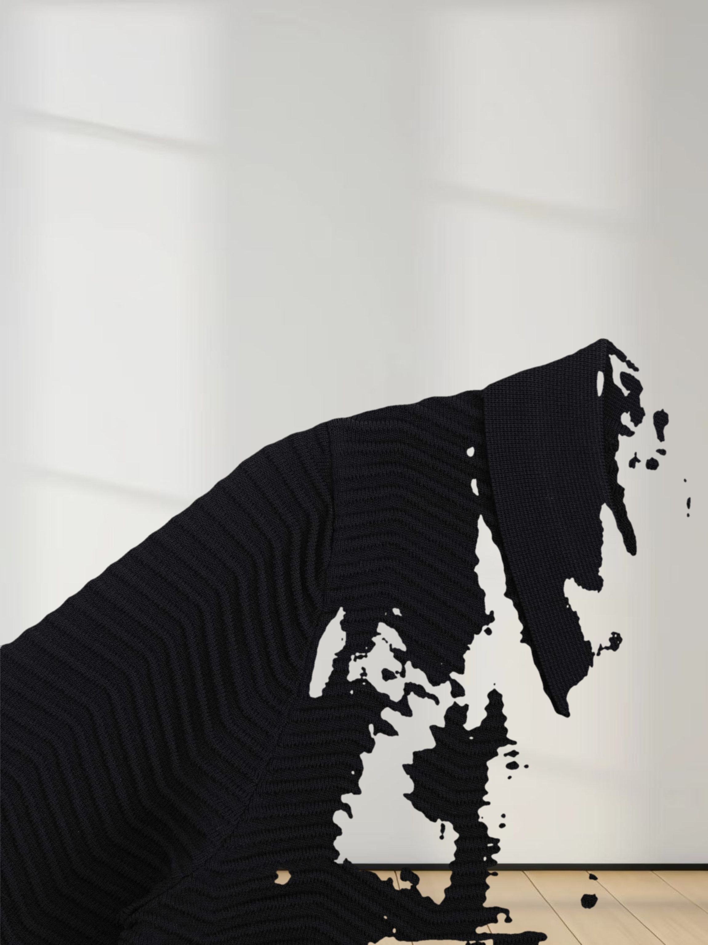 Wave Knit Cardigan-Black