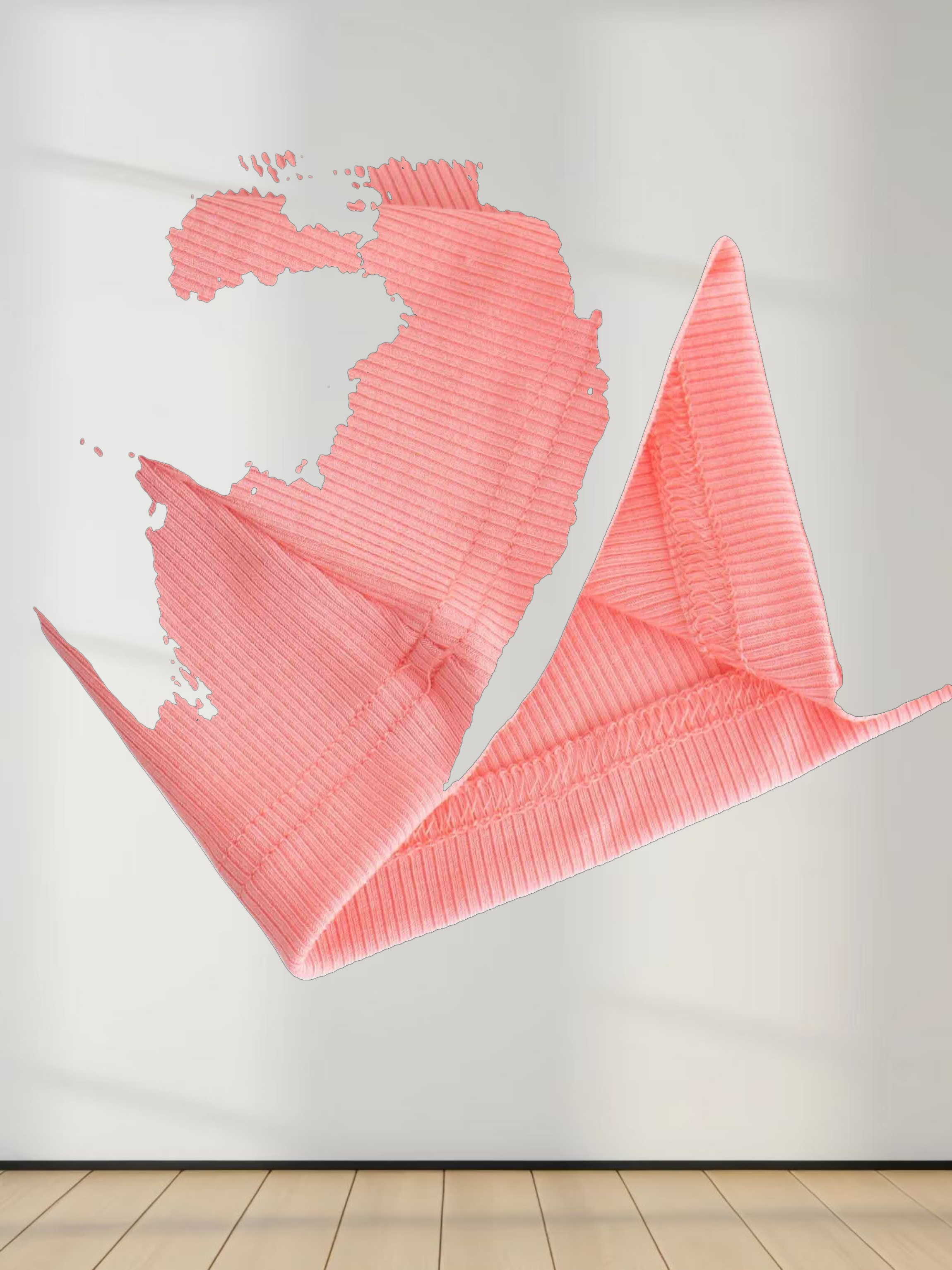 RIBBED HIGH V 3Q-PINK