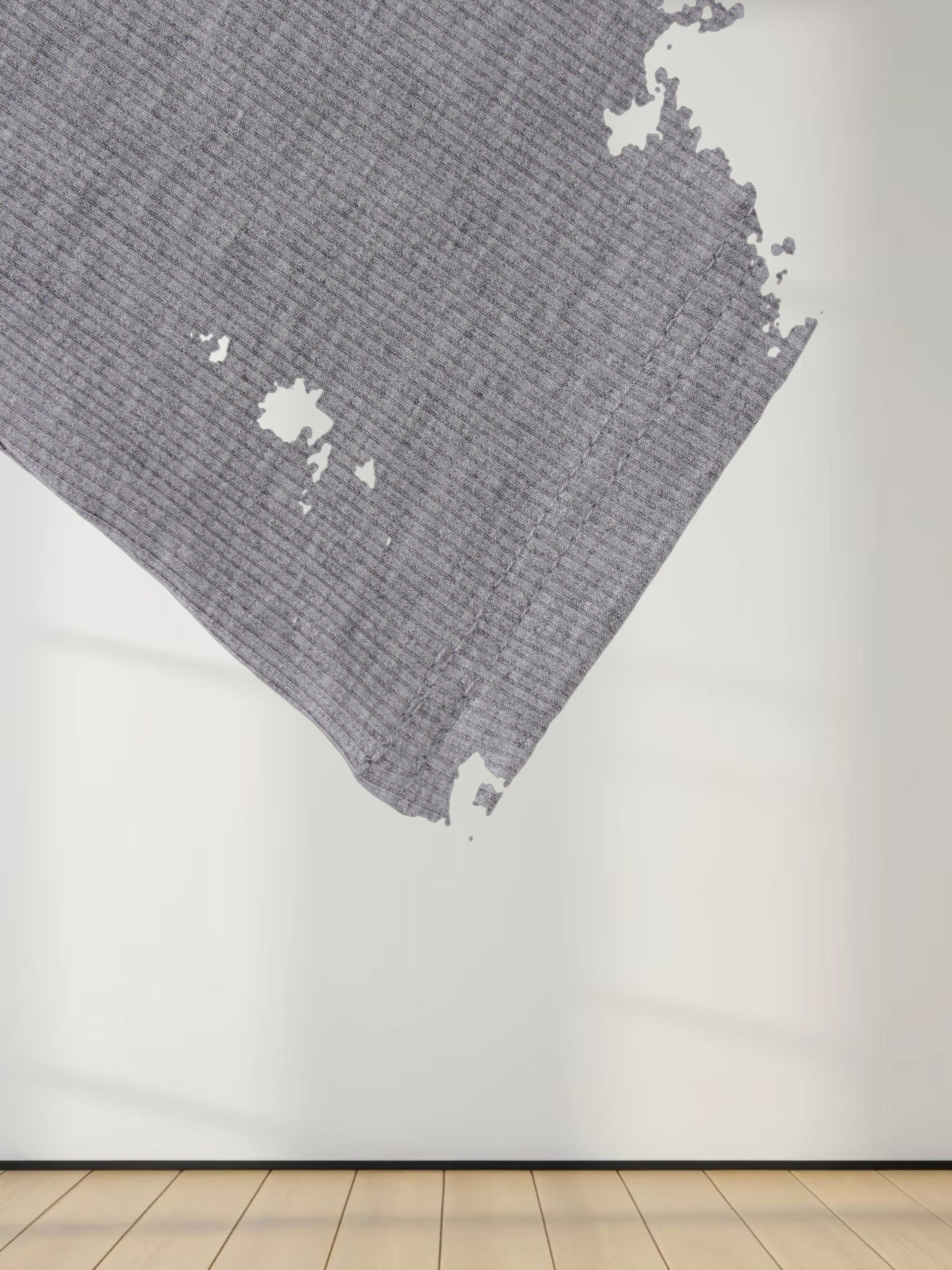 High V Ribbed Tee LS-Heathered Grey