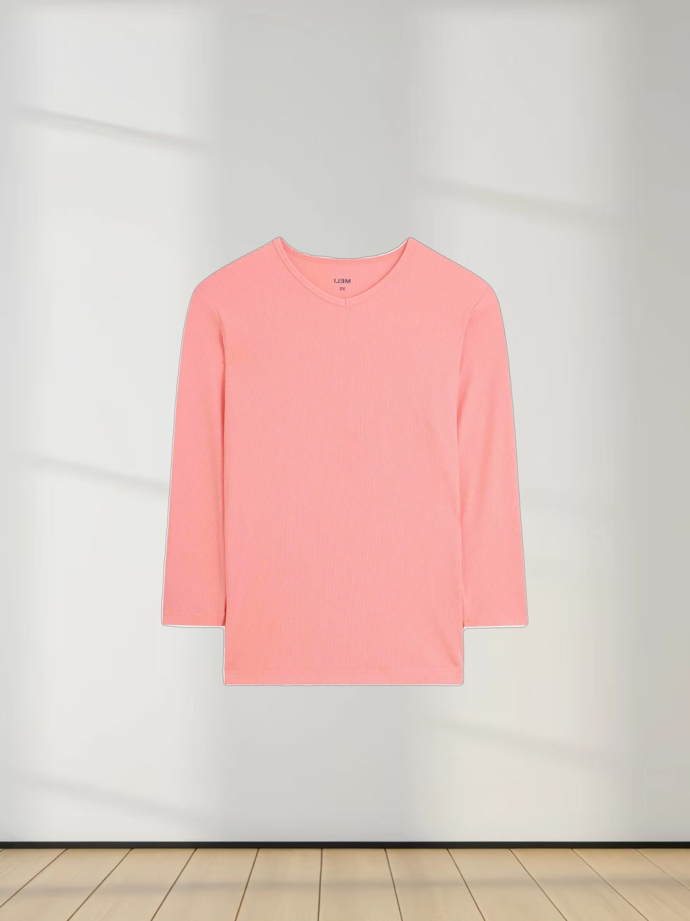 RIBBED HIGH V 3Q-PINK