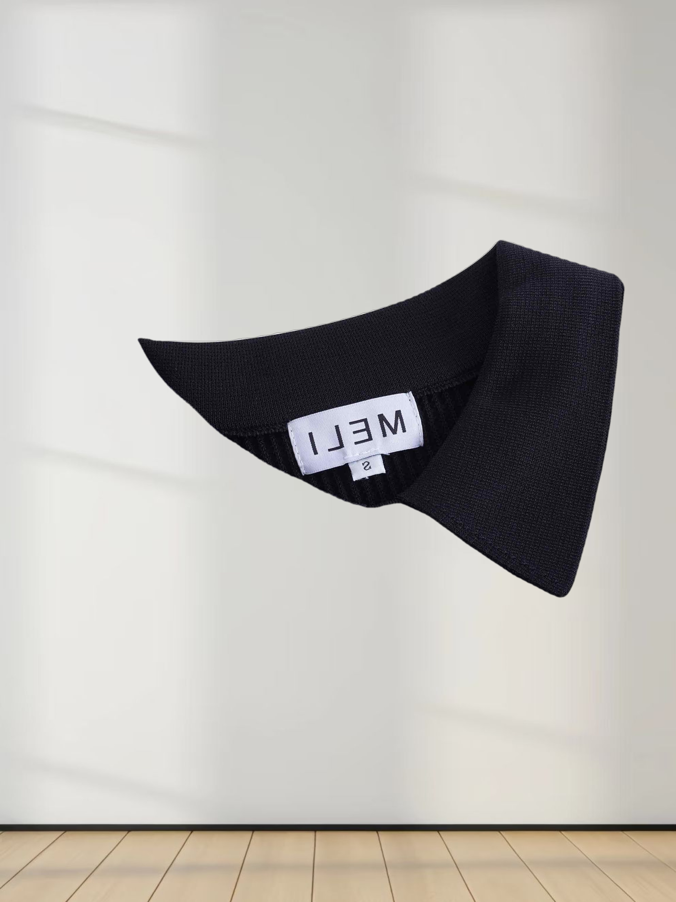 Waffle Collared Sweater-Black