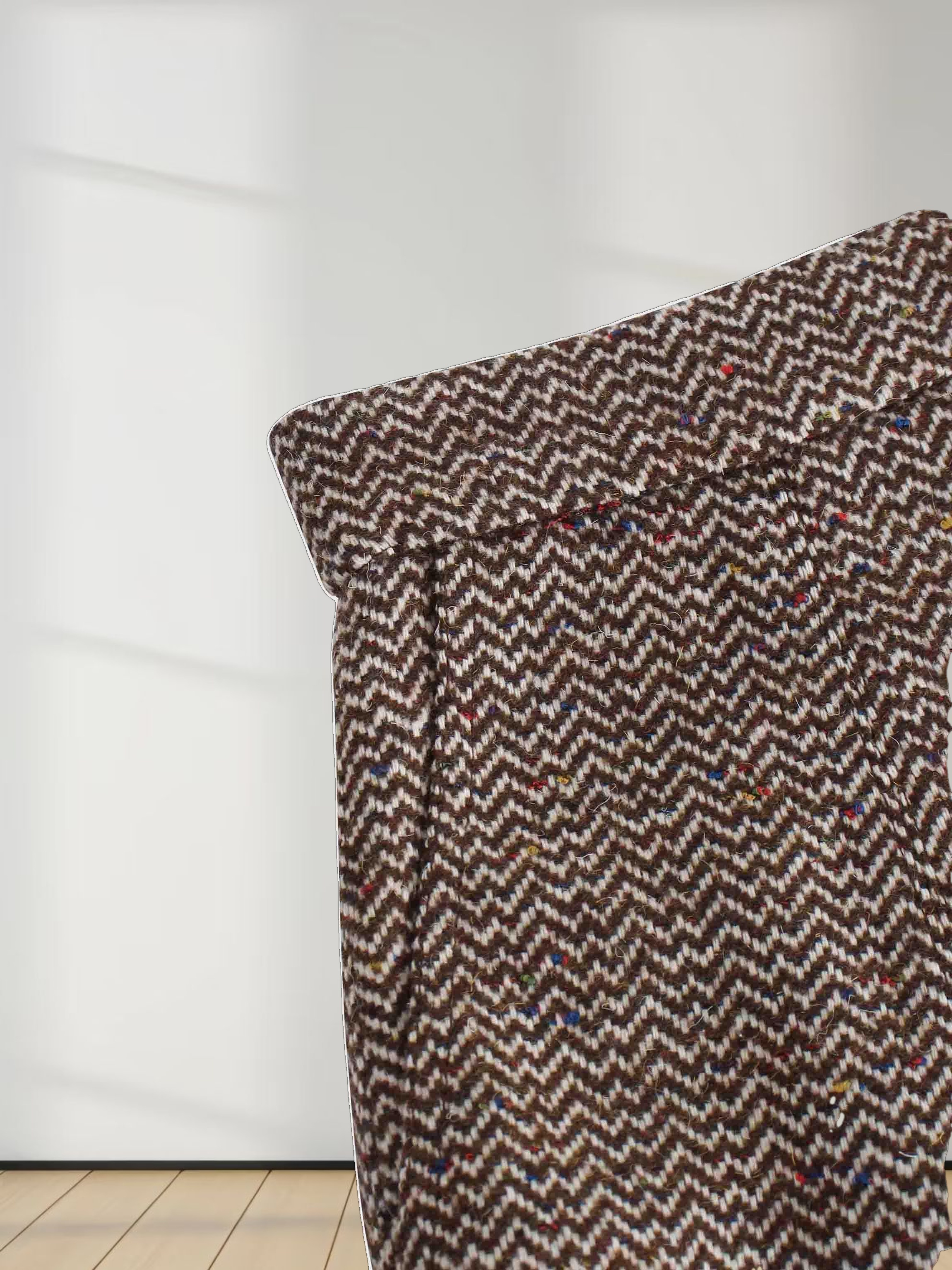 Button Front A-Line Skirt-Brown Herringbone