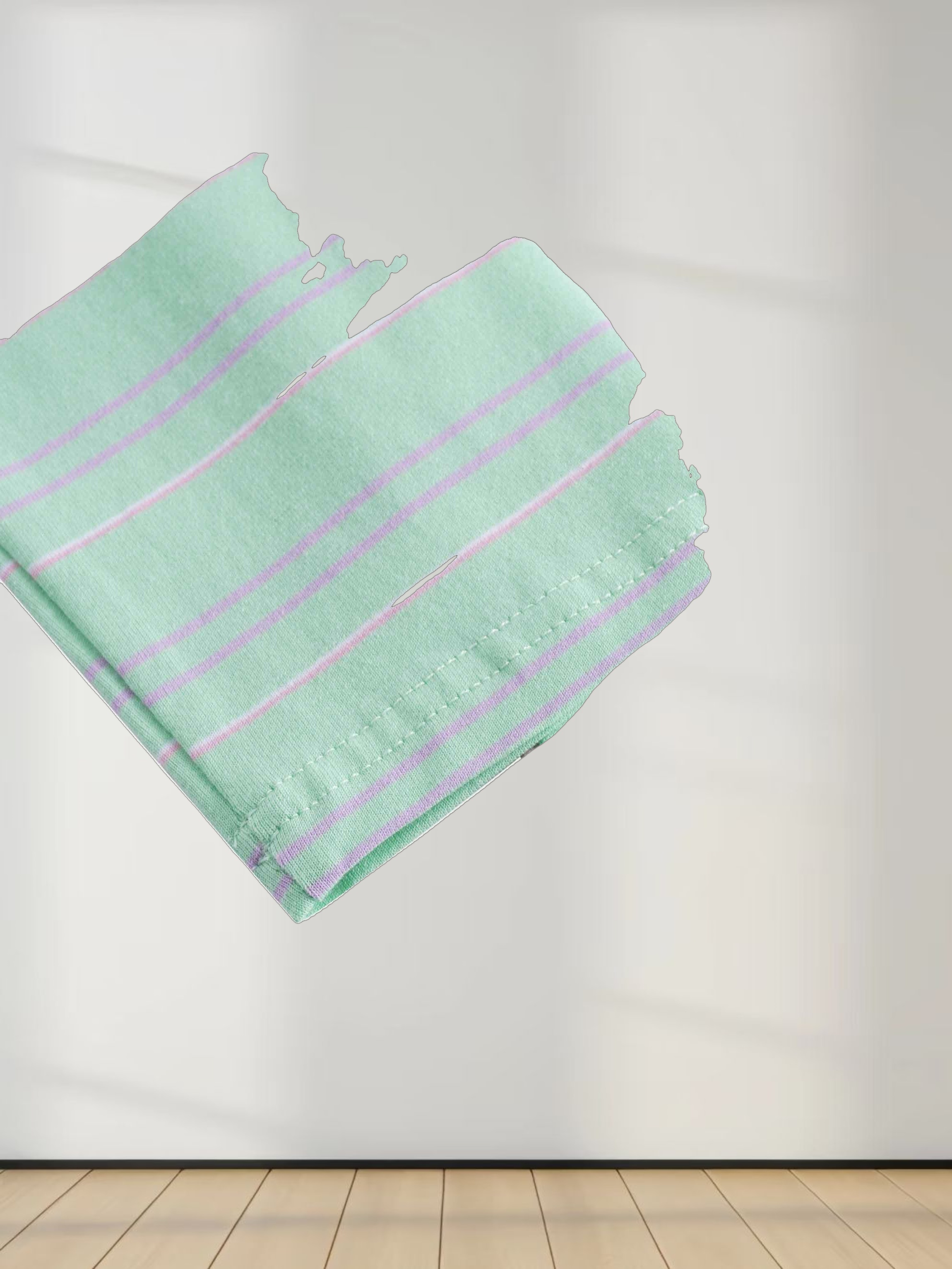 Flat Striped Crew Tee 3Q-Mint