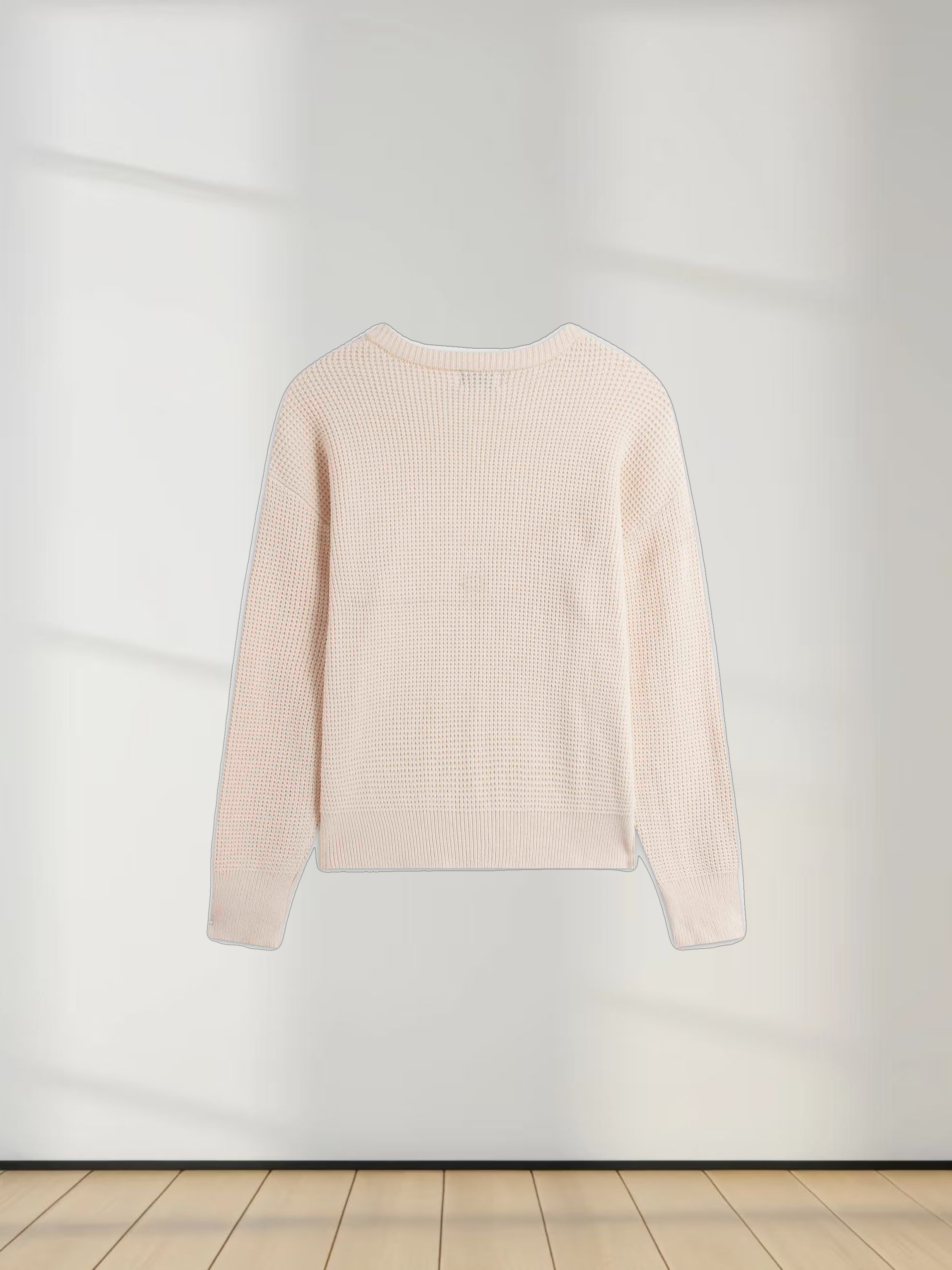 Chenille Waffle Sweater-Cream