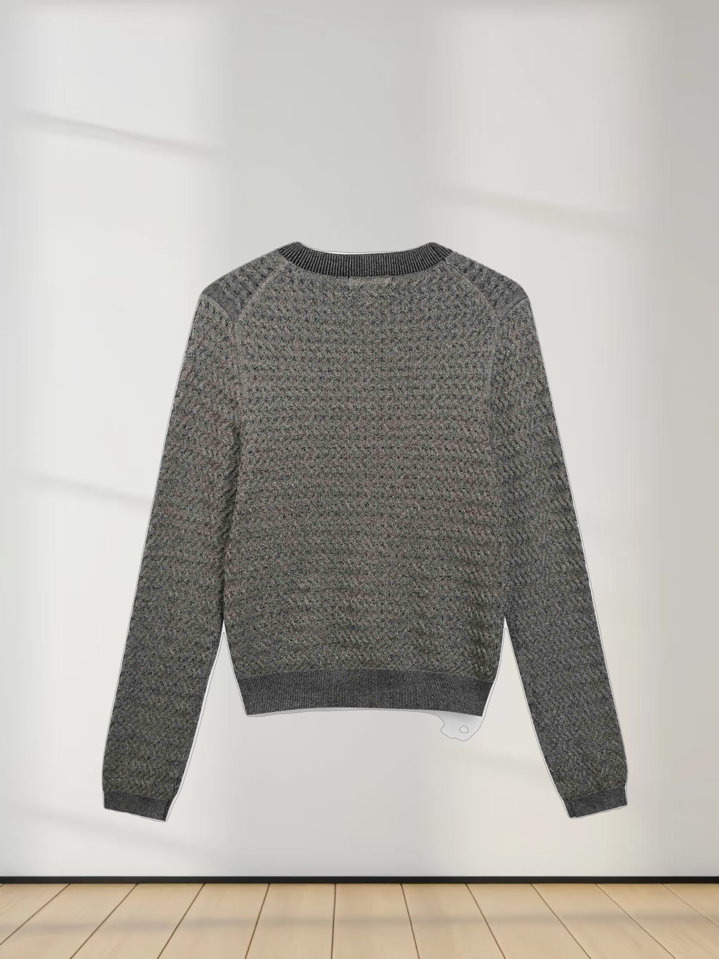Textured Lurex Crew Sweater-Gold