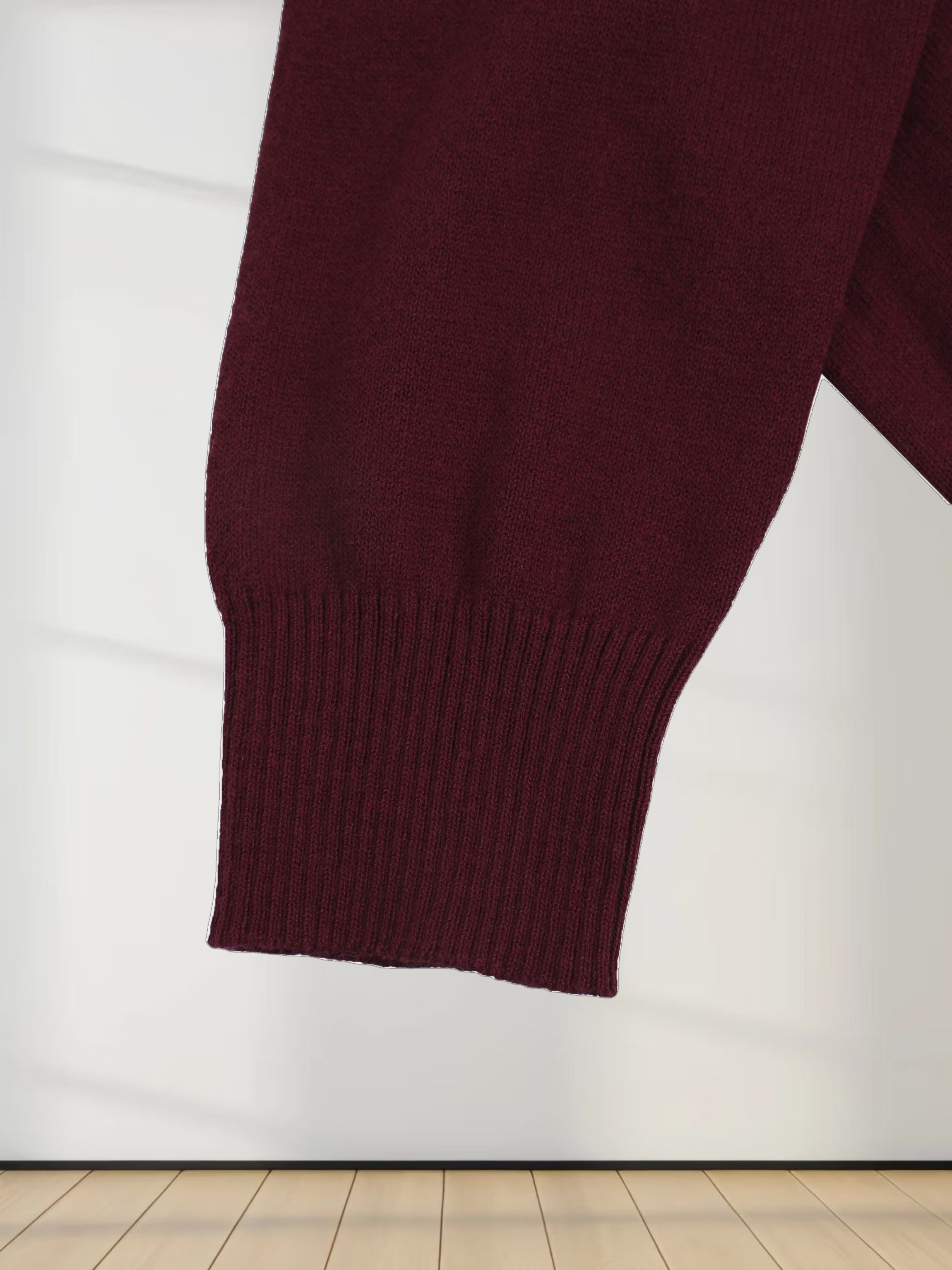 Textured Print Sweater-Burgundy Floral