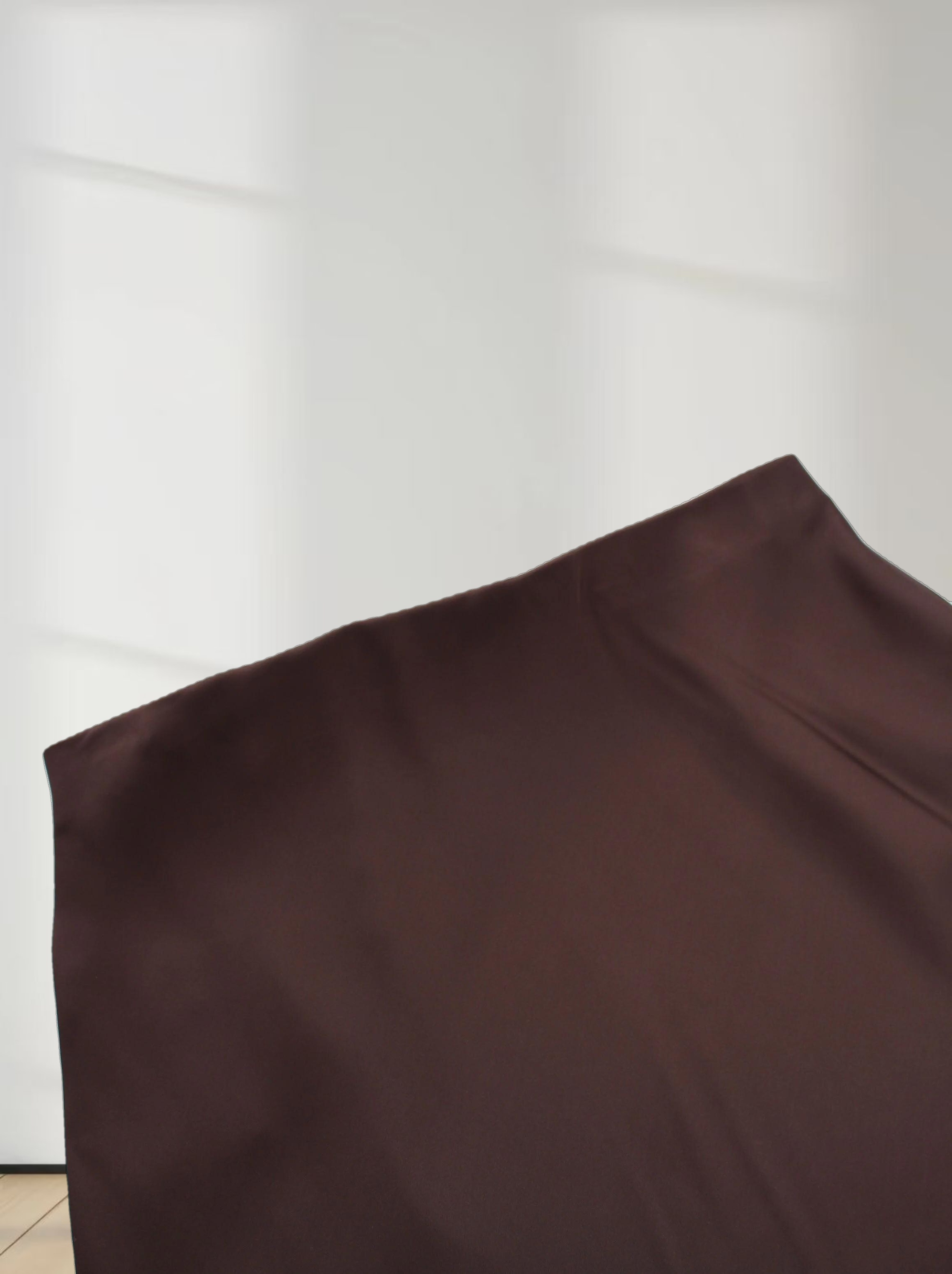 Solid Satin Slip Skirt-Chocolate Brown