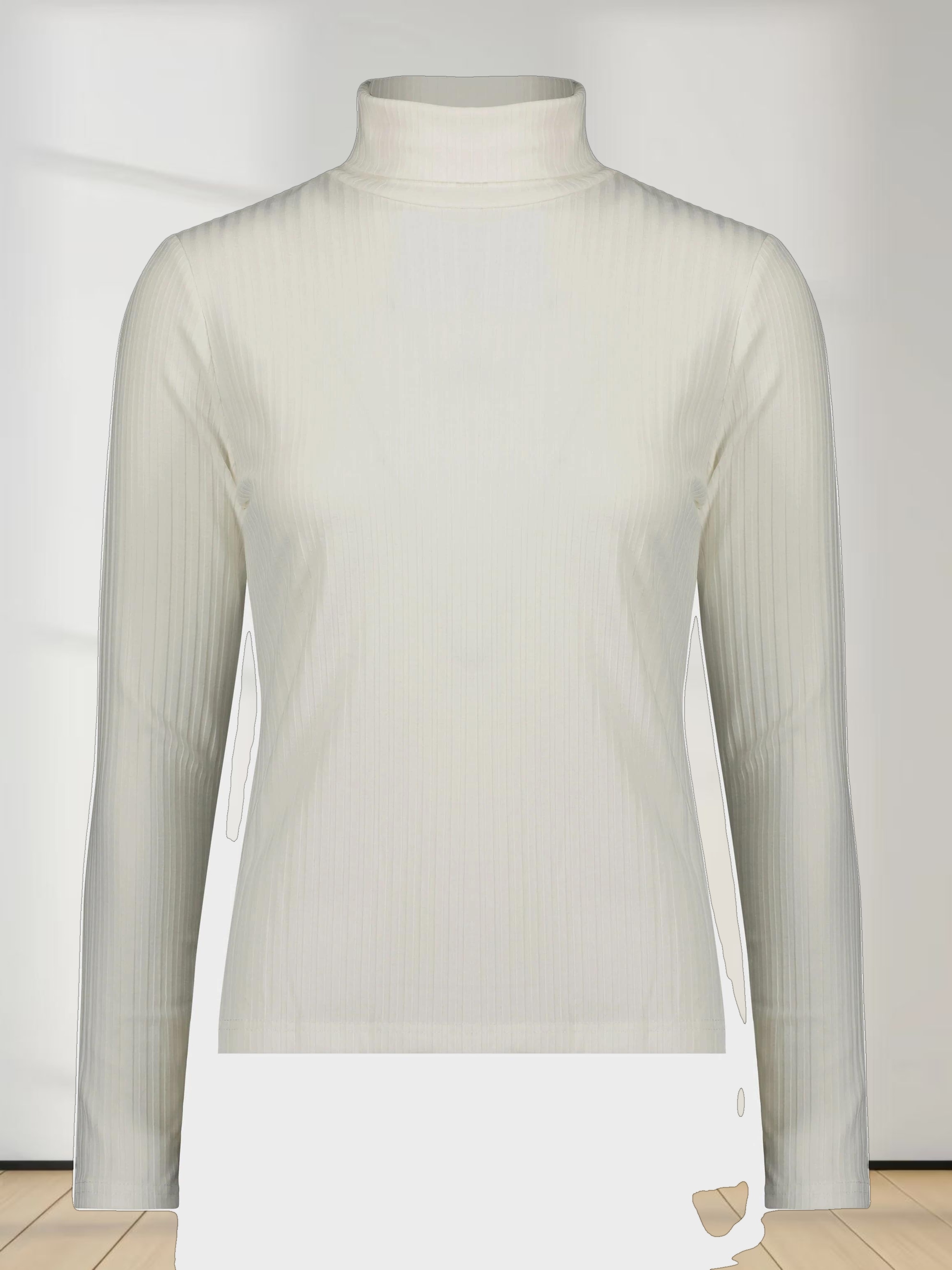 WIDE RIBBED TURTLENECK-IVORY