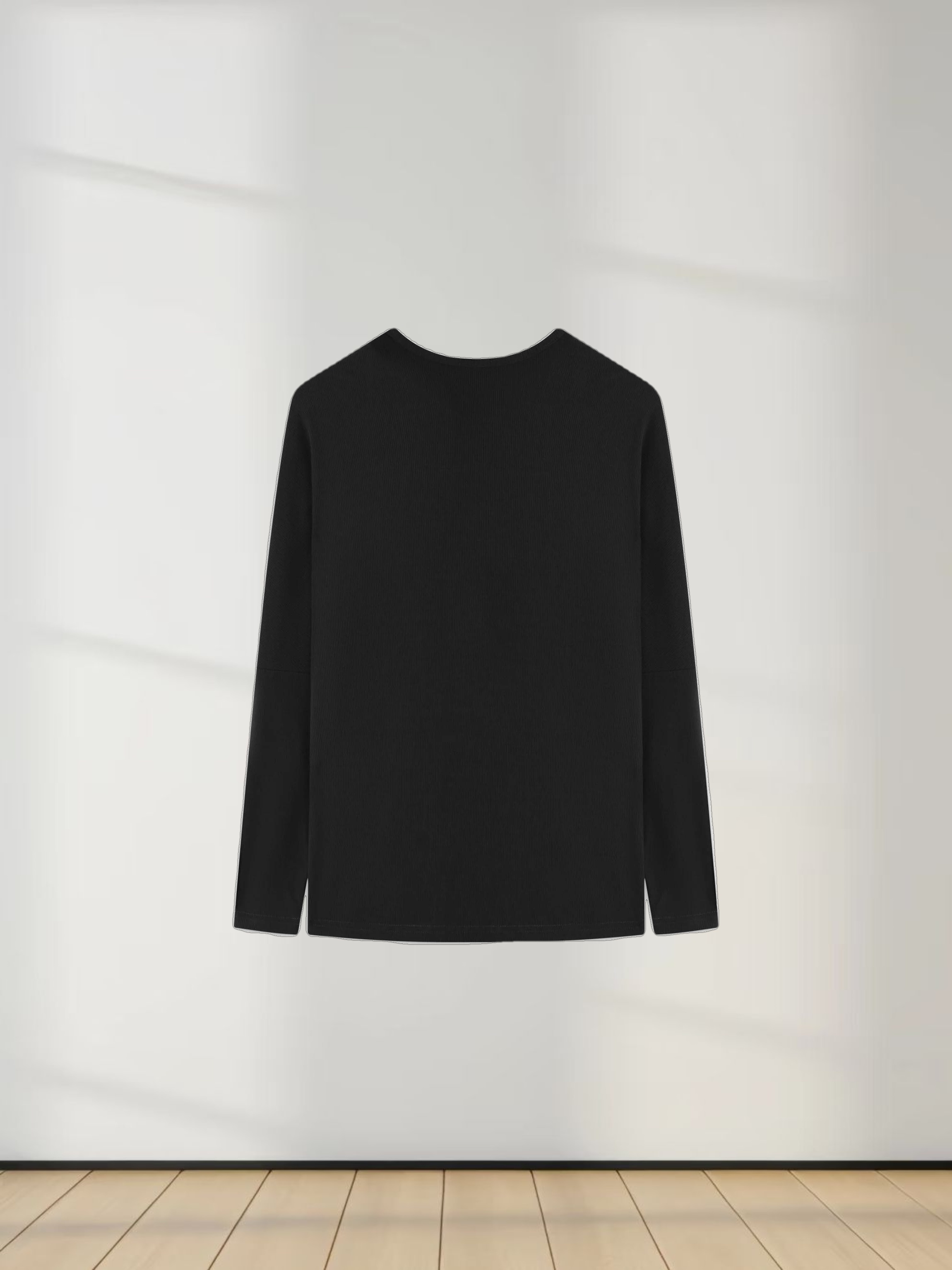 RIB DOLMAN V TEE-BLACK