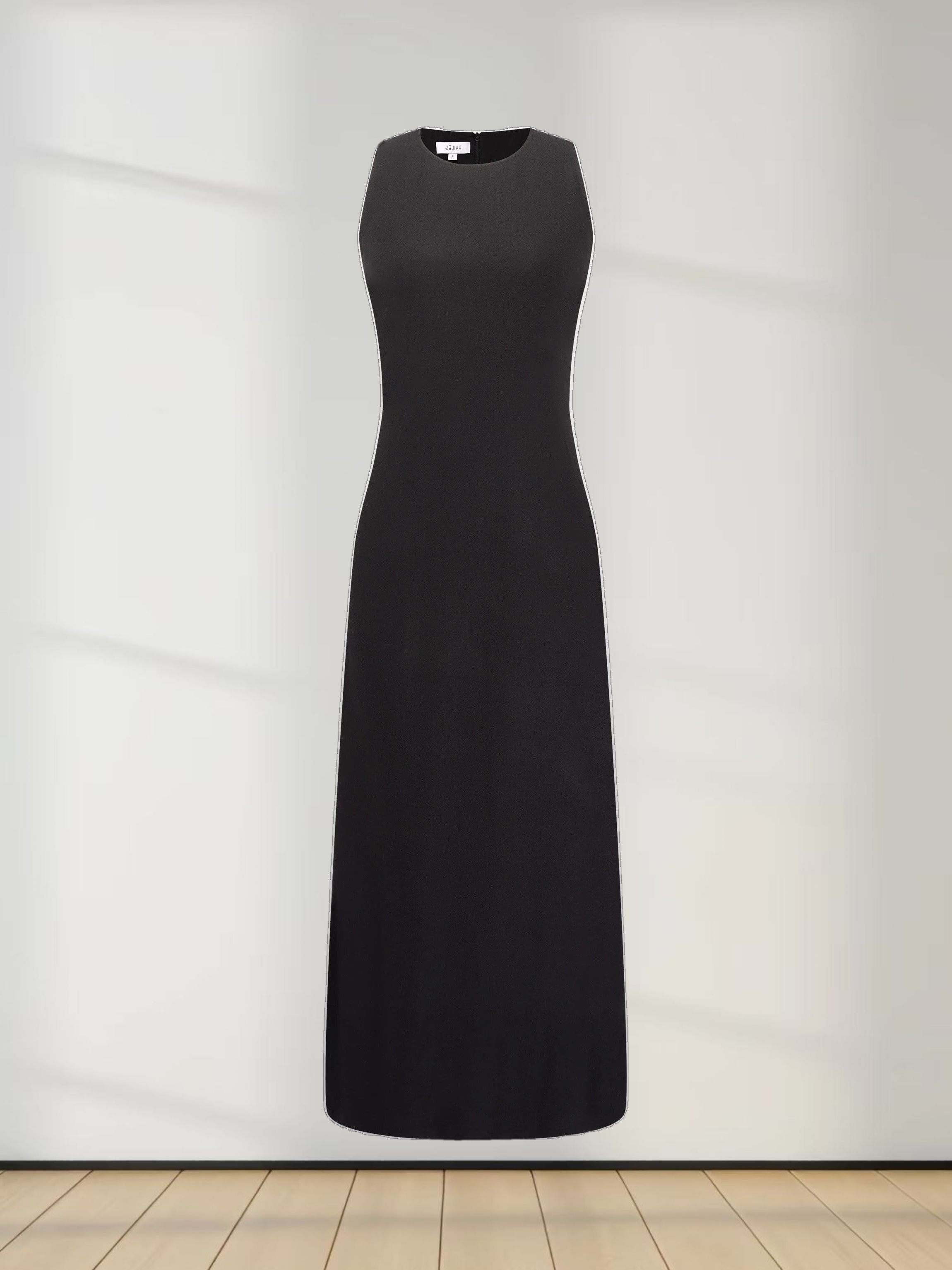 Basic Wool Blend Slip Dress-Black