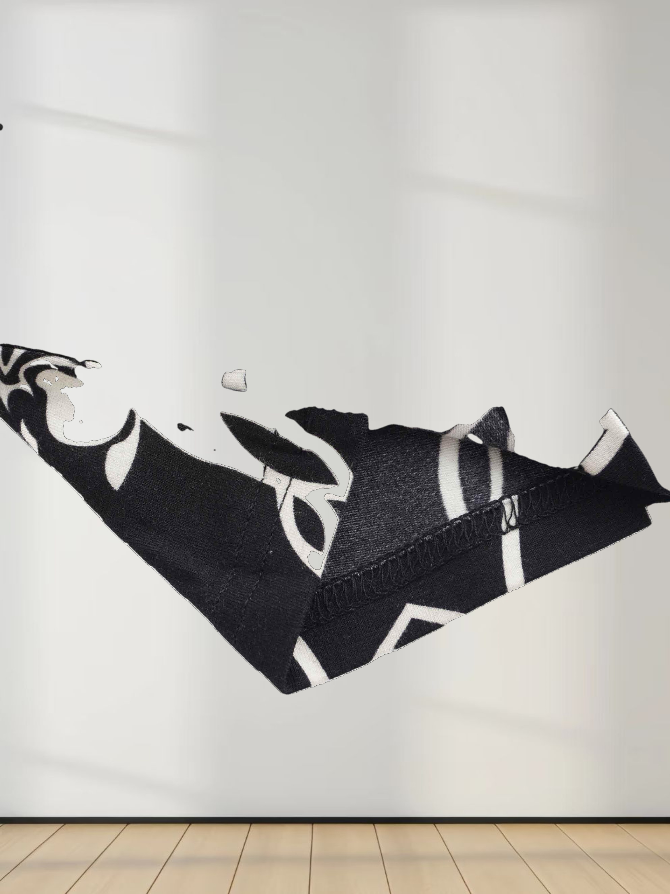 Printed Modal Turtleneck-Floral Vines Black