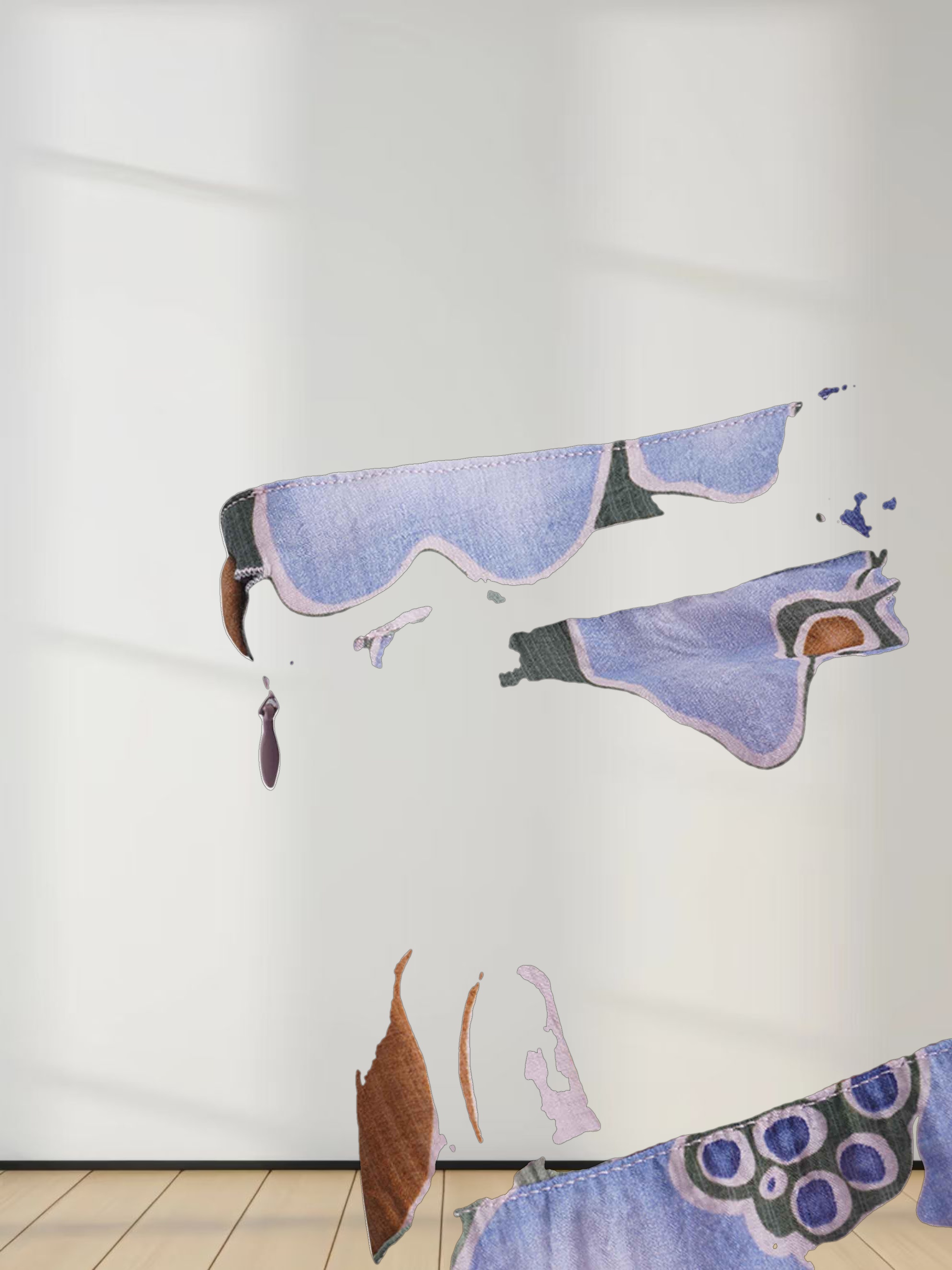 Asymmetrical Hem Ruffle Skirt-Brown Blue Floral