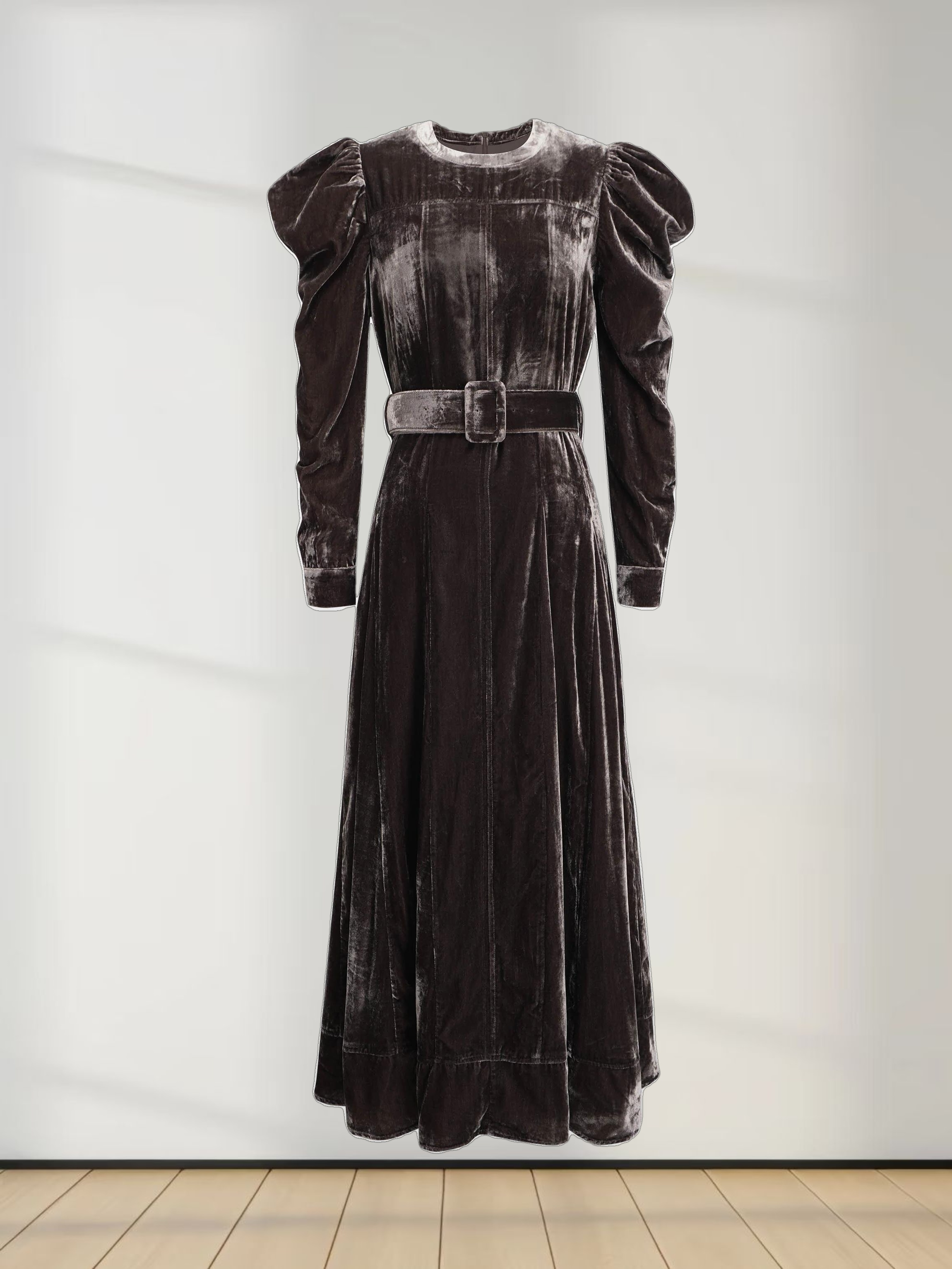 Velvet Flare Dress-Latte